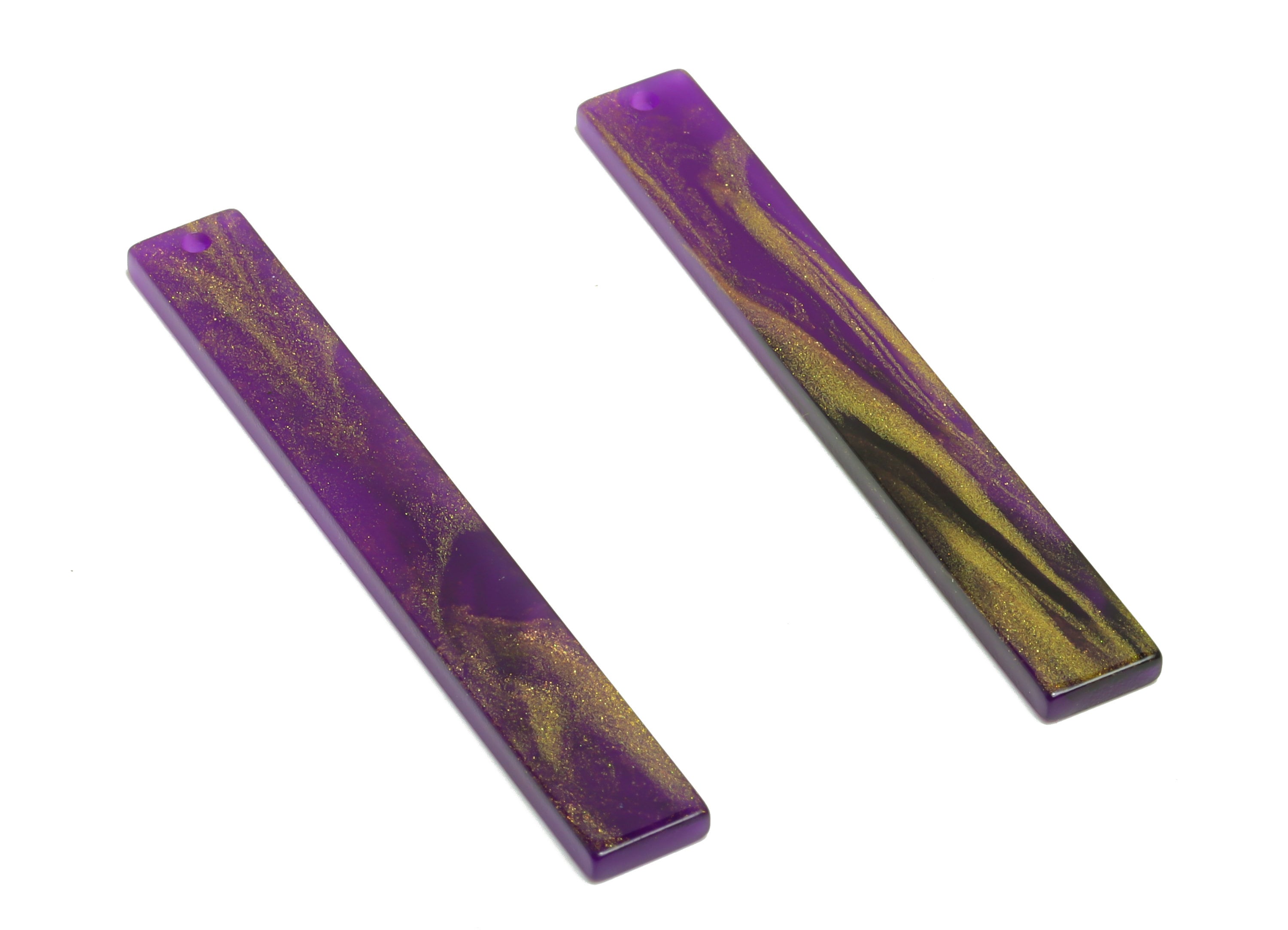 Acrylic Stick Charms - Bar Earrings and Pendant - Purple Gilt Earring Charm - Jewelry Supplies - Color Code: A1002 - 59x7.8x2.56mm - AC2622 - DOMEDBAZAAR