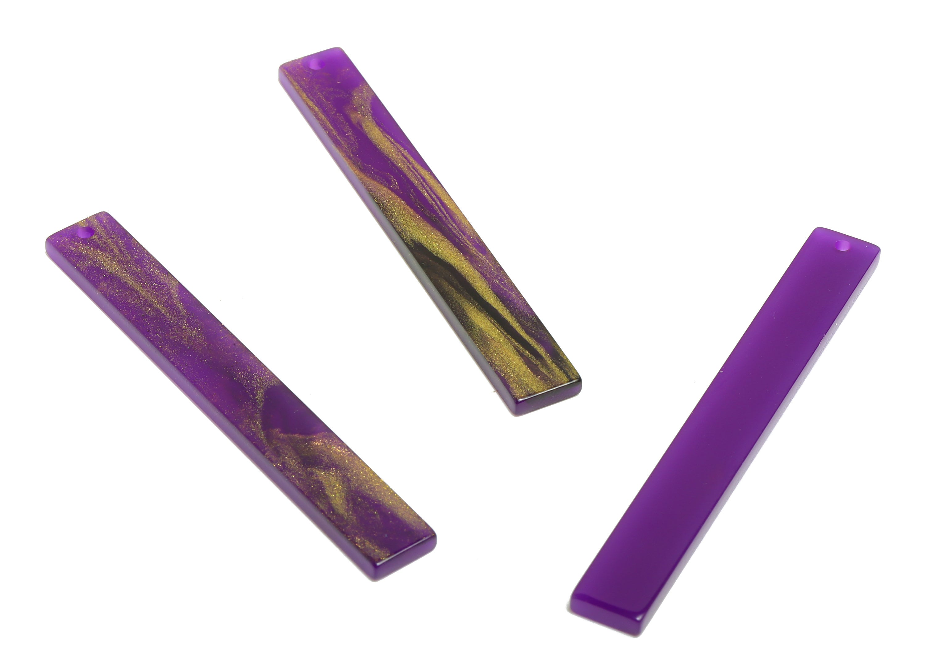 Acrylic Stick Charms - Bar Earrings and Pendant - Purple Gilt Earring Charm - Jewelry Supplies - Color Code: A1002 - 59x7.8x2.56mm - AC2622 - DOMEDBAZAAR