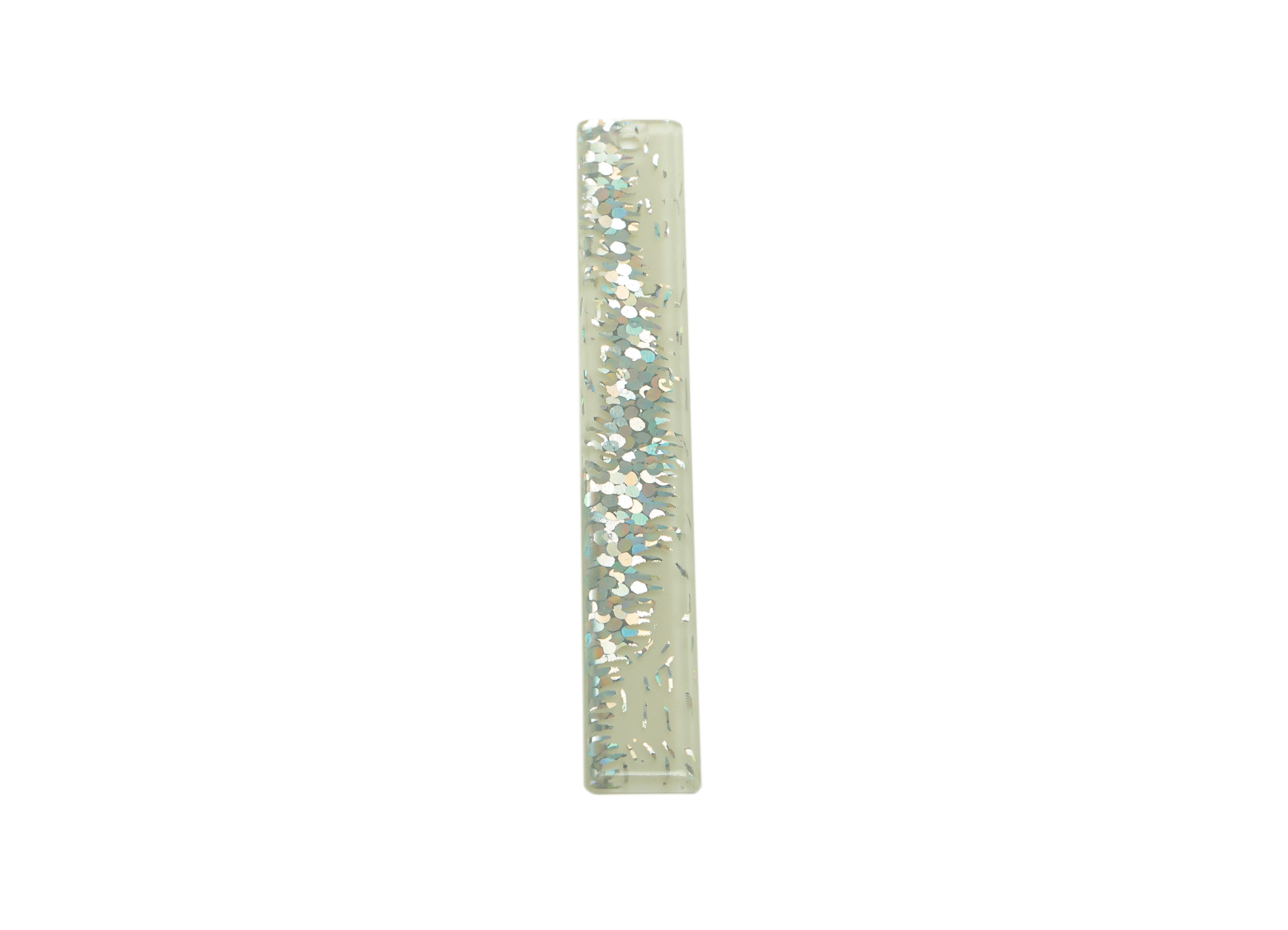 PVC Stick Charms - Bar Earrings and Pendant -White Sequins Charm - Jewelry Supplies - Color Code: A556 - 59x7.8x2.56mm - AC2622-A556 - DOMEDBAZAAR