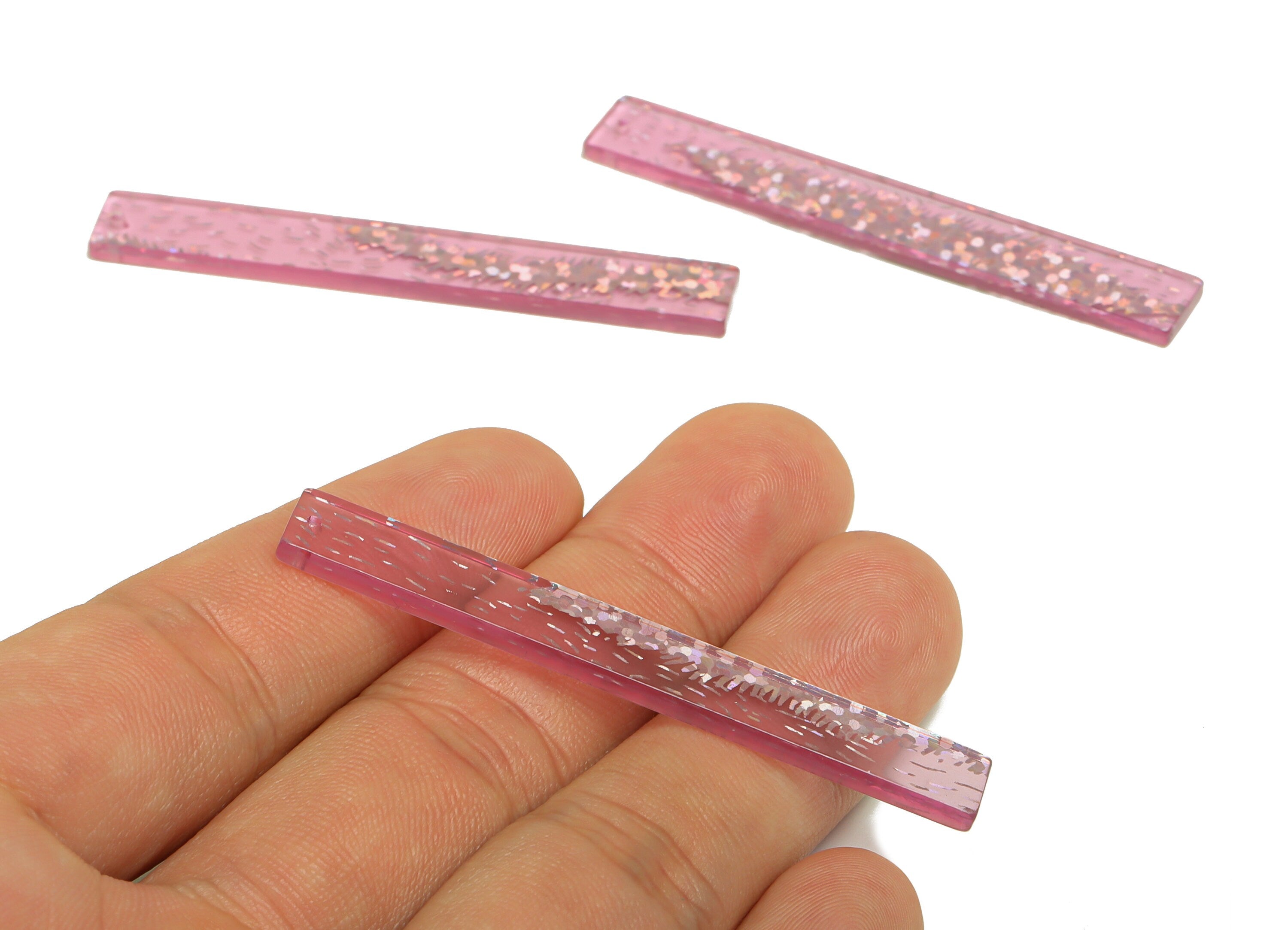 Acrylic Stick Charms - Bar Earrings and Pendant - transparent Sequins Charm - Jewelry Supplies - Color Code: A986 - 59x7.8x2.56mm - AC2622 - DOMEDBAZAAR