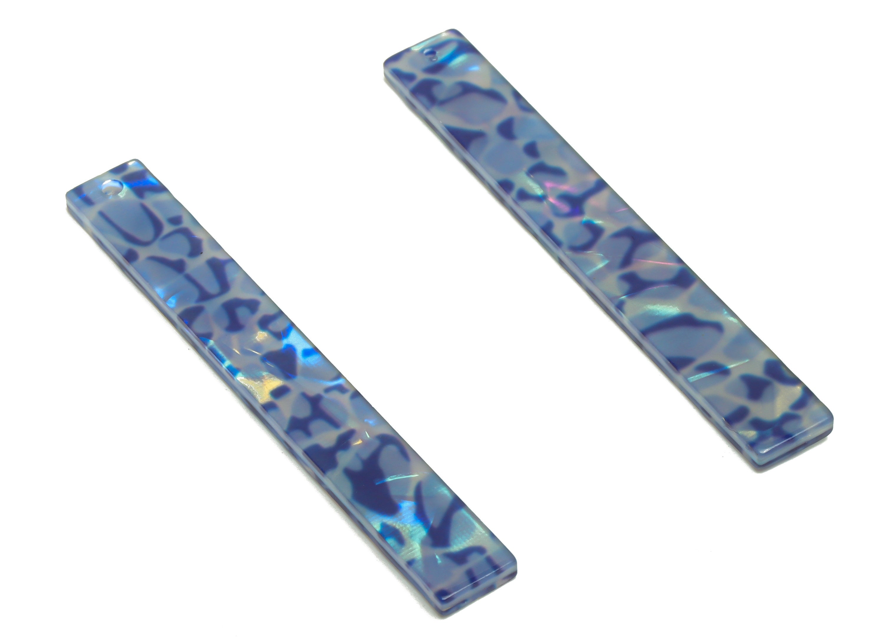 Acrylic Stick Charms - Bar Earrings and Pendant - Blue Ripple Charm - Jewelry Supplies - Color Code: A1009 - 59x7.8x2.5mm - AC2622-A1009 - DOMEDBAZAAR