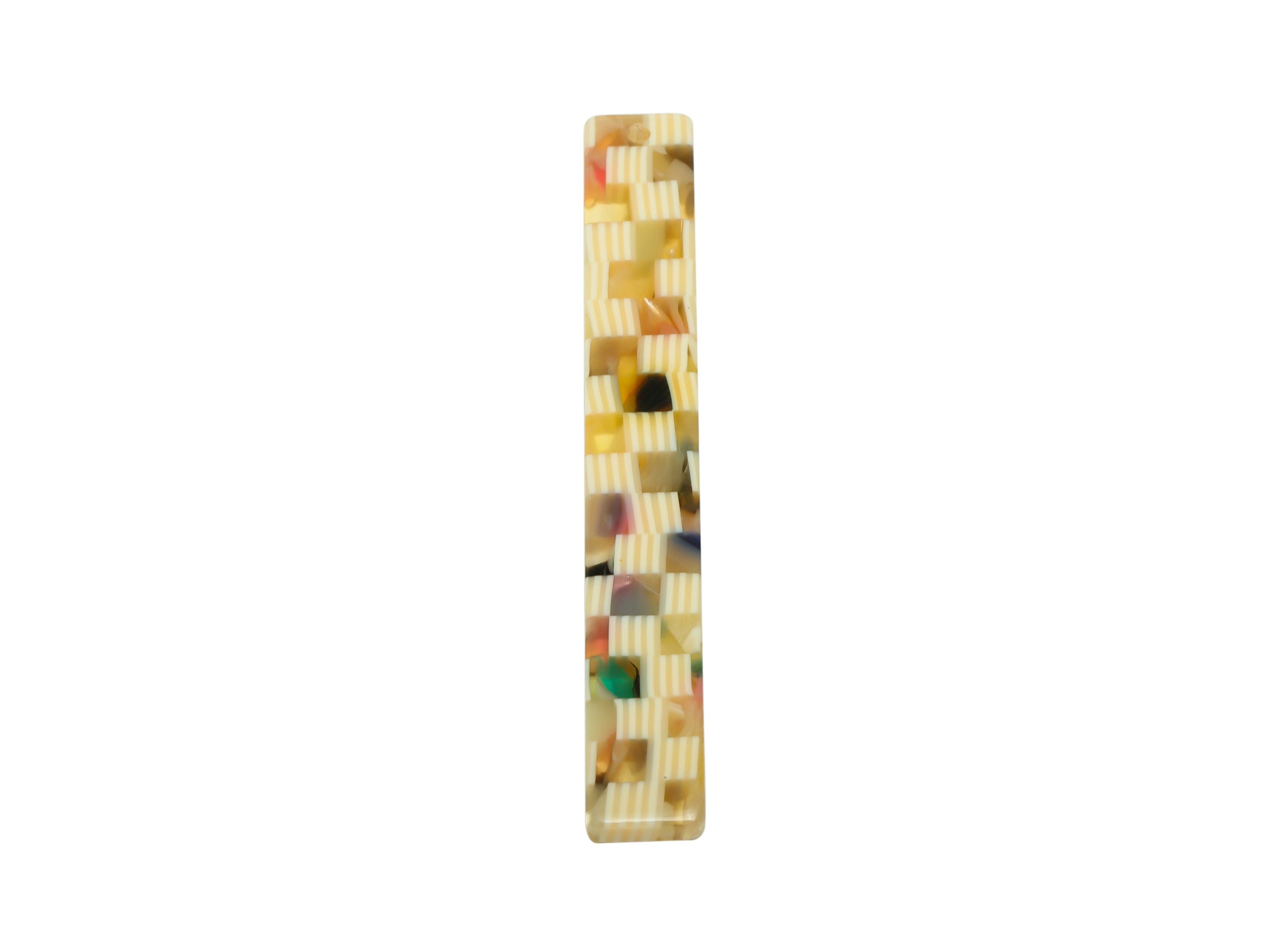 Acetate Stick Charms - Bar Earrings and Pendant - Rainbow lattice Earring Charm - Jewelry Supplies - Color Code: A993 - 59x8x3mm - AC2622 - DOMEDBAZAAR
