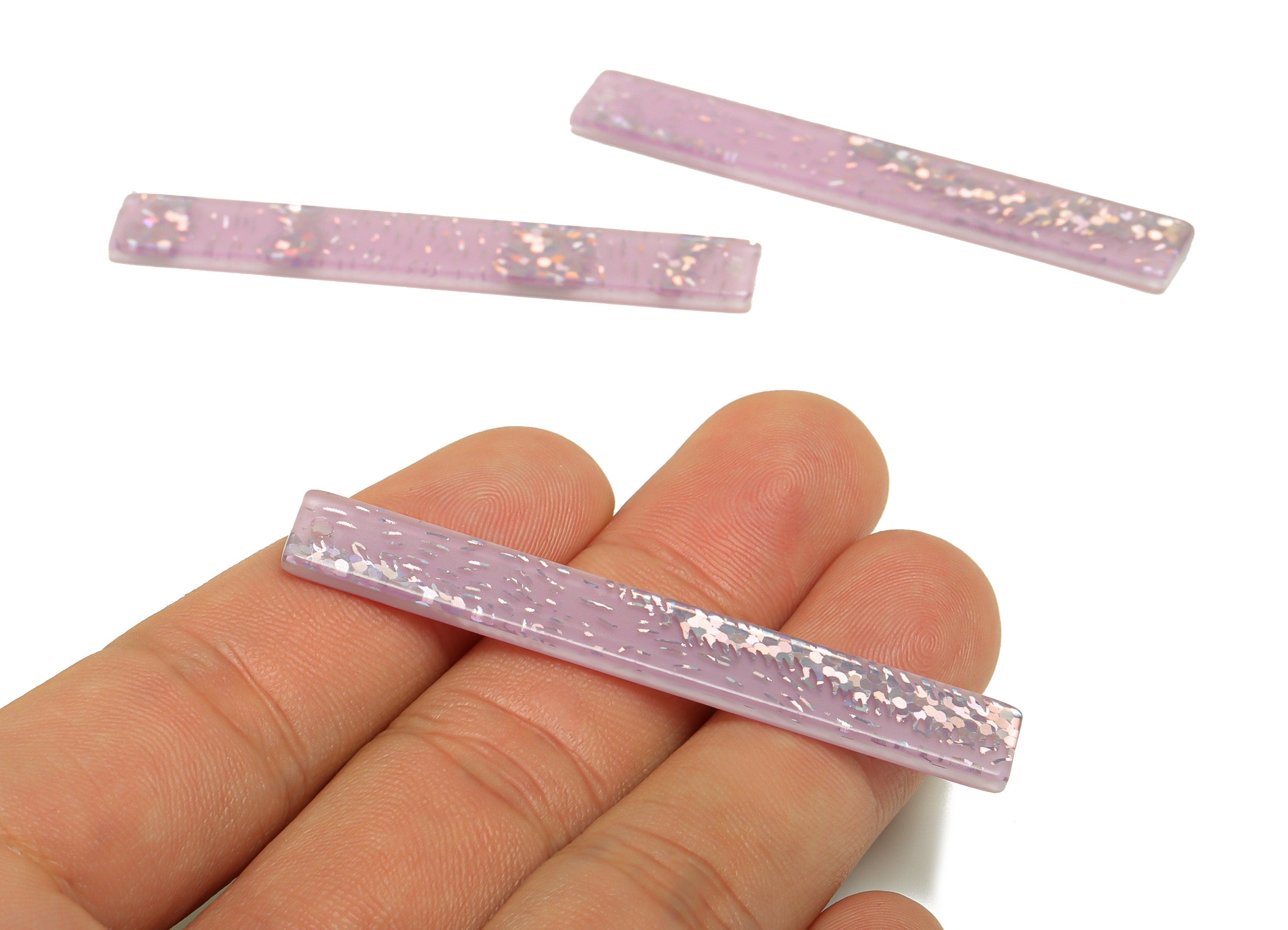 PVC Stick Charms - Bar Earrings and Pendant - Purple Sequins Charm - Jewelry Supplies - Color Code: A1006 - 59x7.8x2.56mm - AC2622-A1006 - DOMEDBAZAAR