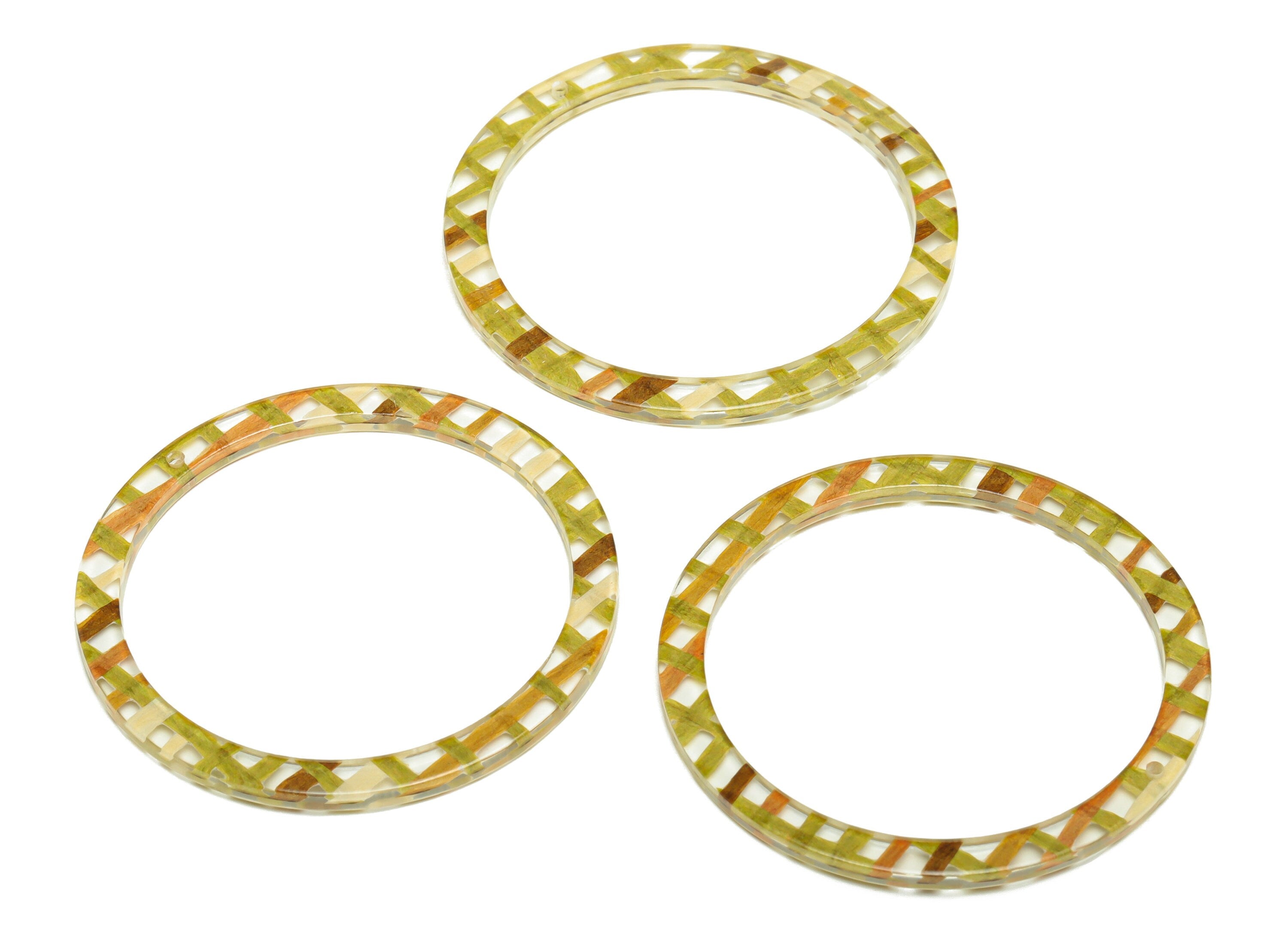 Acrylic Hoop Earrings Charms - Circle Pendant - Transparent Earring Findings - Jewelry Supplies - Color Code:A974 - 44x44.3x2mm -AC2620-A974 - DOMEDBAZAAR