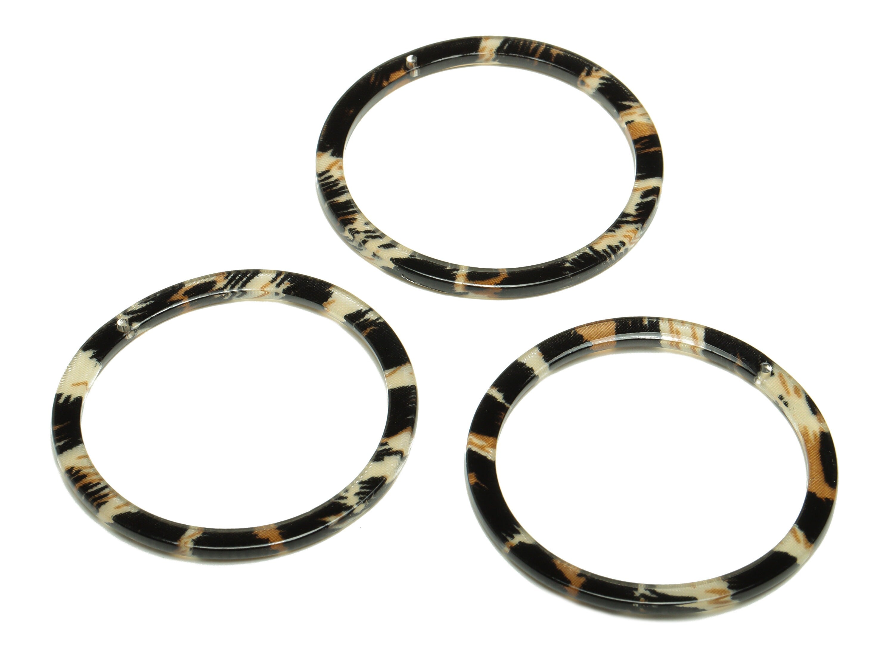Acrylic Hoop Earrings Charms - Circle Pendant - Leopard Print Earring Findings - Jewelry Supplies - Color Code:A266 - 44x44.3x2mm -AC2620 - DOMEDBAZAAR