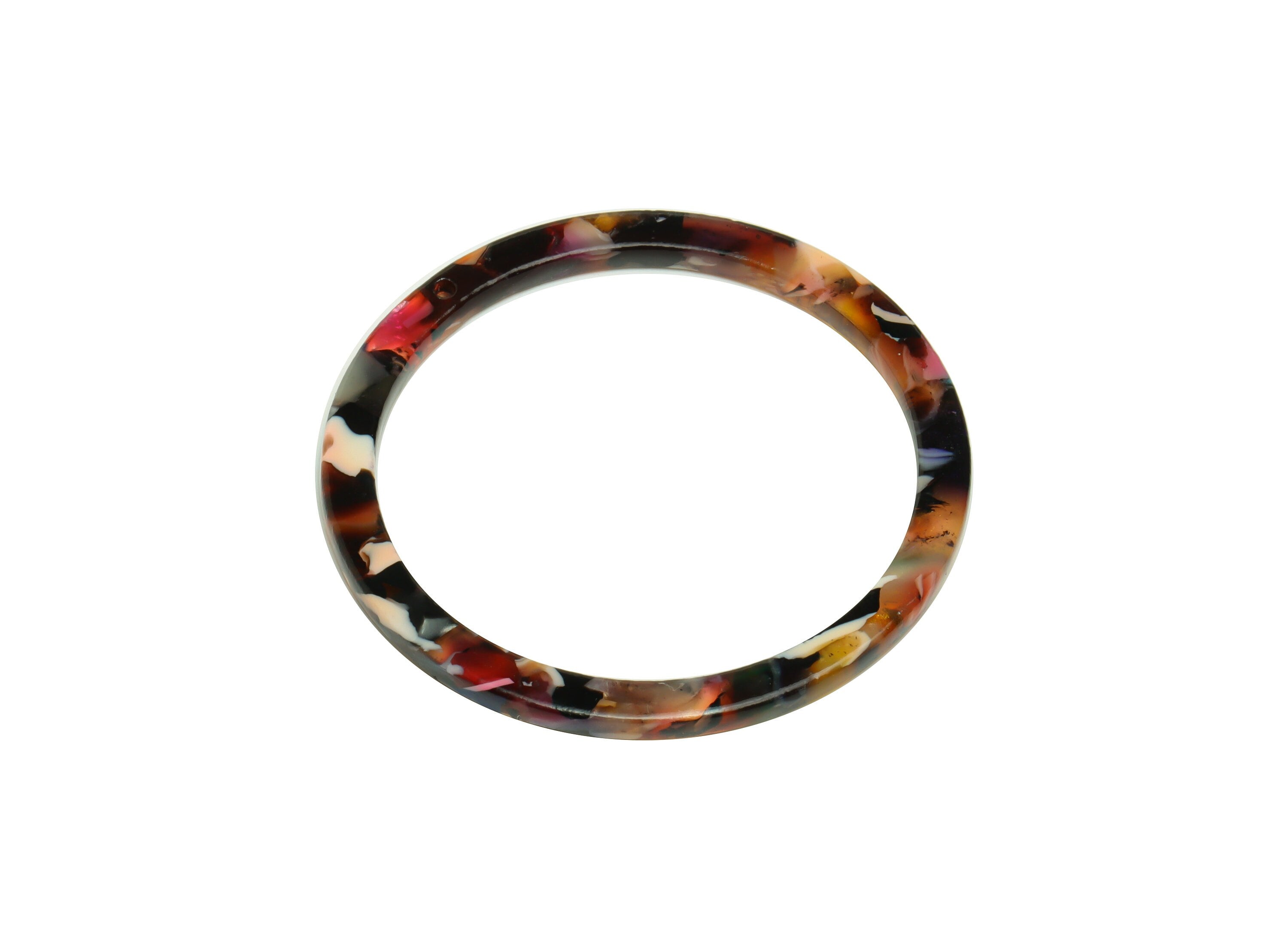Acetate Hoop Earrings Charms - Circle Pendant - Rainbow Earring Findings - Jewelry Supplies - Color Code:A60 - 44x44.3x2.6mm -AC2620-A60 - DOMEDBAZAAR