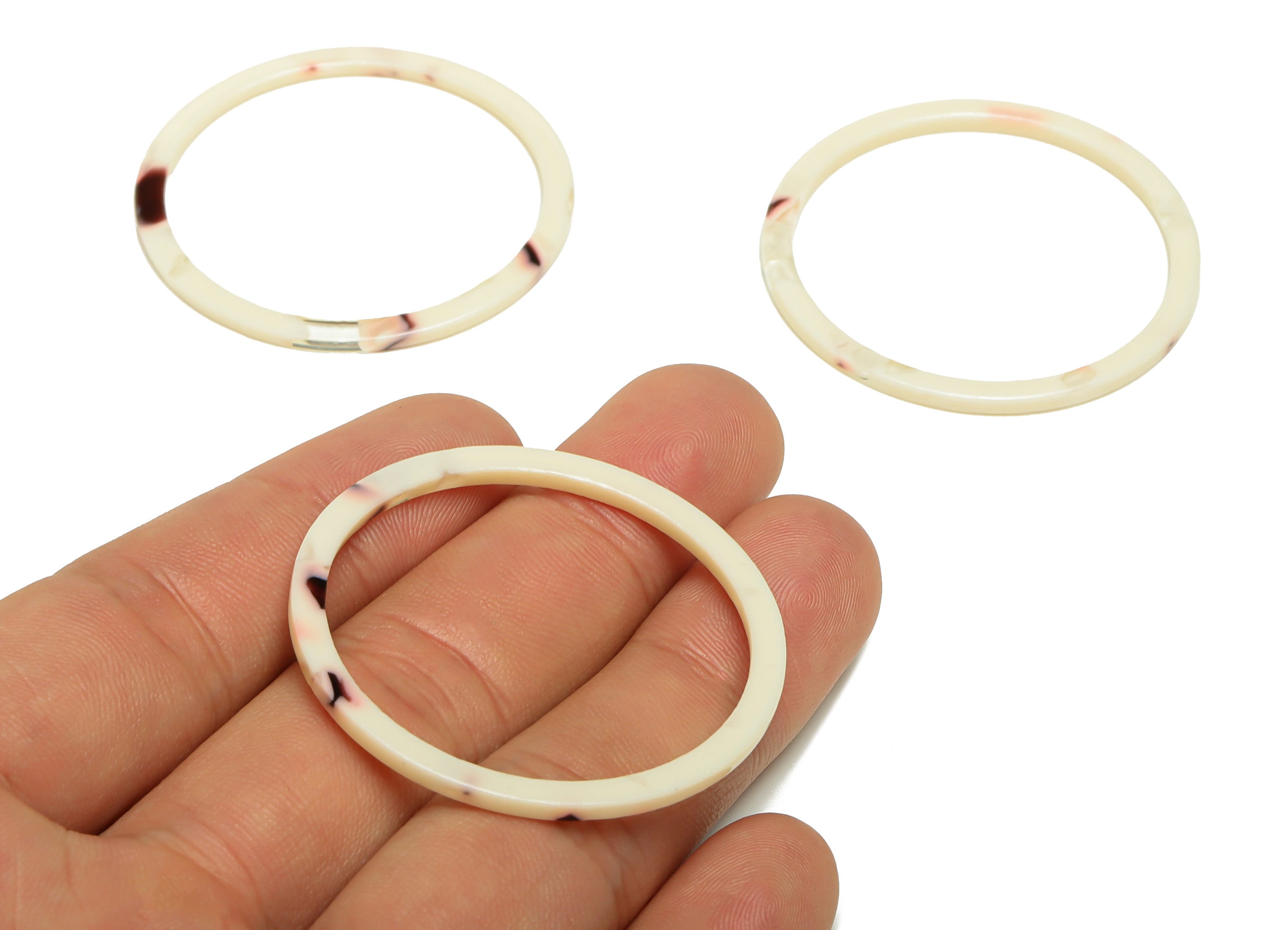 Acetate Hoop Earrings Charms - Circle Pendant - White Earring Findings - Jewelry Supplies - Color Code:A1013 - 44x44.3x2.6mm -AC2620-A1013 - DOMEDBAZAAR