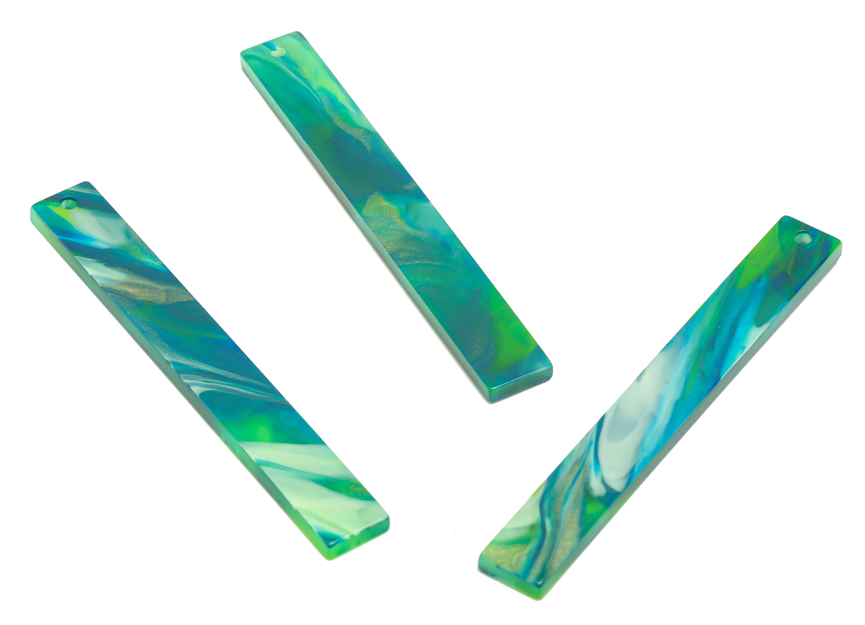 Acrylic Stick Charms - Bar Earrings and Pendant - Green Earring Charm - Jewelry Supplies - Color Code: A964 - 59x7.8x2.5mm - AC2622-A964 - DOMEDBAZAAR