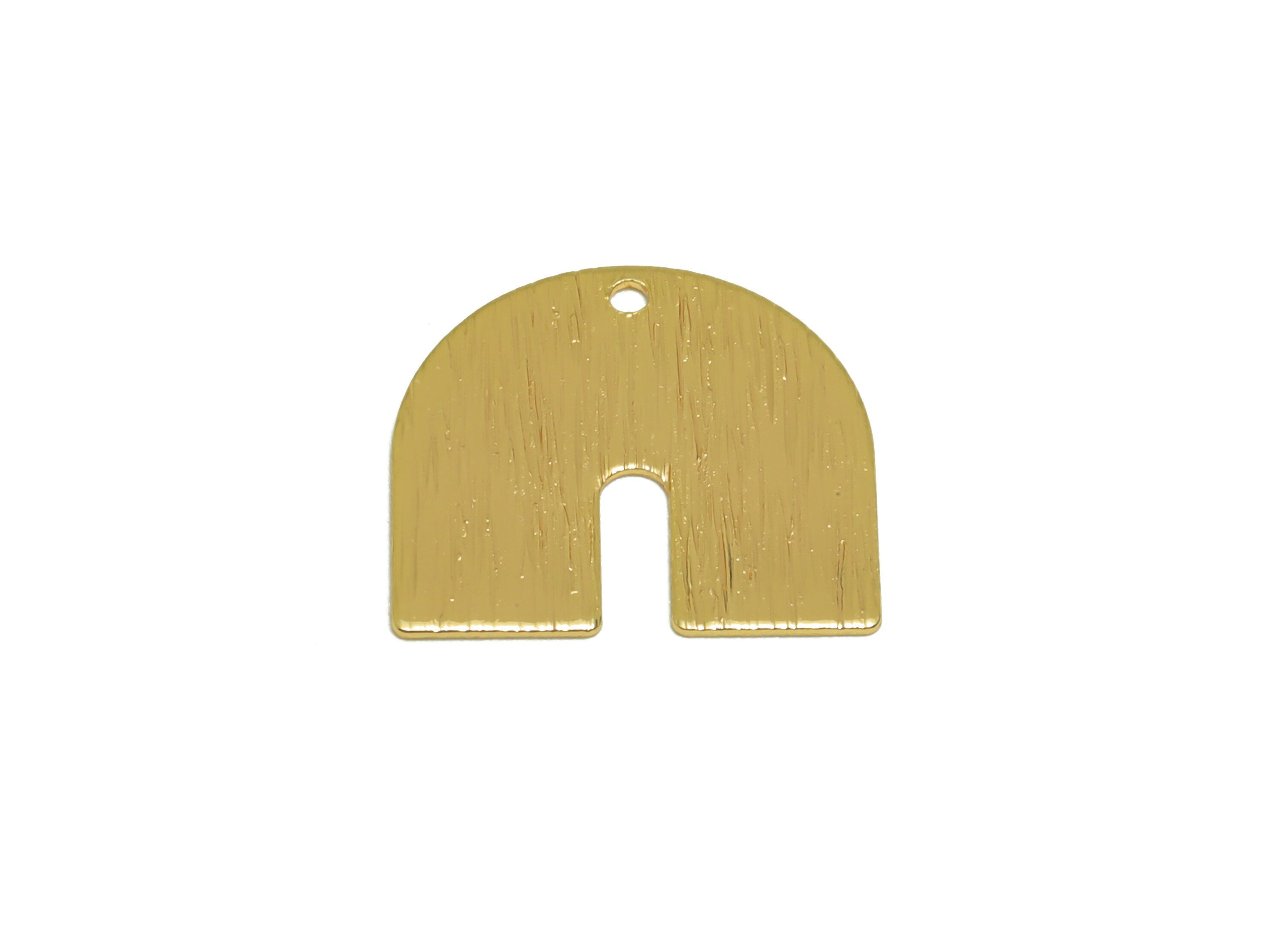 Brass Domed Earring Charm - Gold Geometry Earring Charm - Brass Textured Pendant -18K Real Gold Plated - 16.06x16.98x0.57mm - RGP6726 - DOMEDBAZAAR