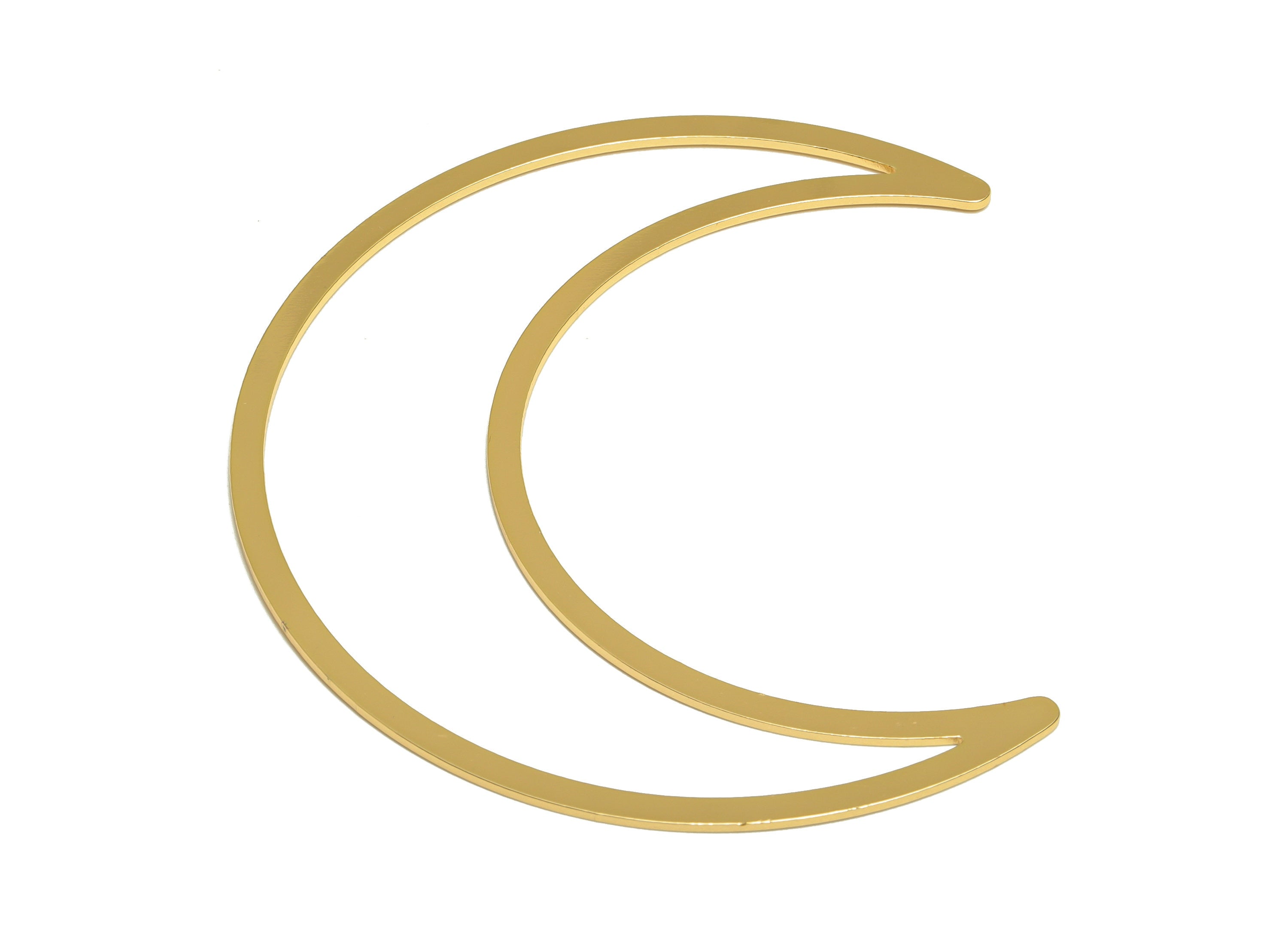 Brass Crescent Charm - Crescent Earring Charm - Brass Moon Pendant -18K Real Gold Plated - 80.13x60x0.98mm - RGP6733 - DOMEDBAZAAR