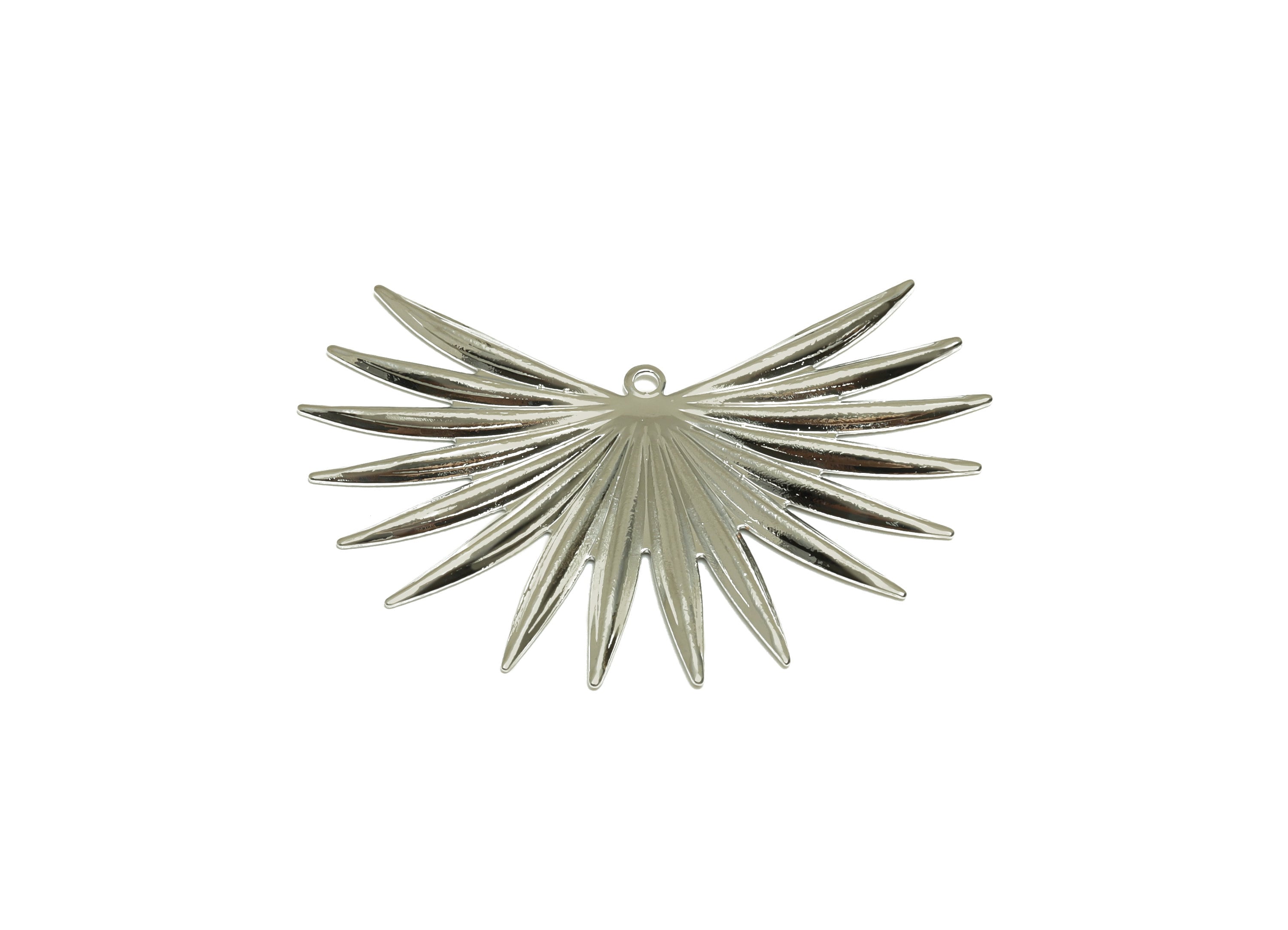 Brass Wing Earring Charms - Raw Brass Fringe Pendant - Fringe Charm With Loop - For Necklace - Silver Tone Plated- 42.8x28x1mm - PP8191S - DOMEDBAZAAR