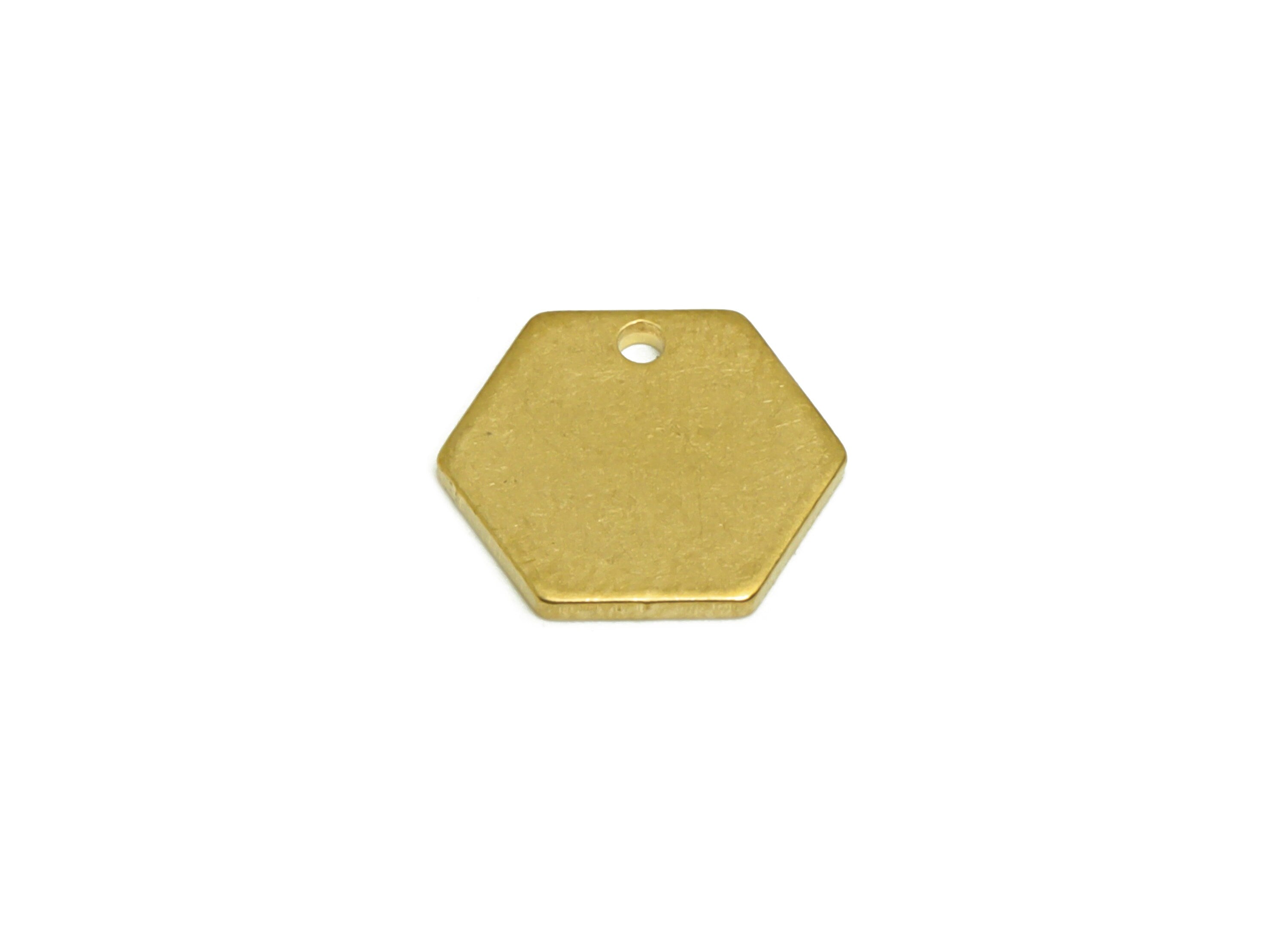 Brass Hexagon Earring Charm - Raw Brass Geometry Charm - Brass Geometry Blank - Personalized stamping blank - 10.12 x 11.5 x 0.95mm - PP8625 - DOMEDBAZAAR