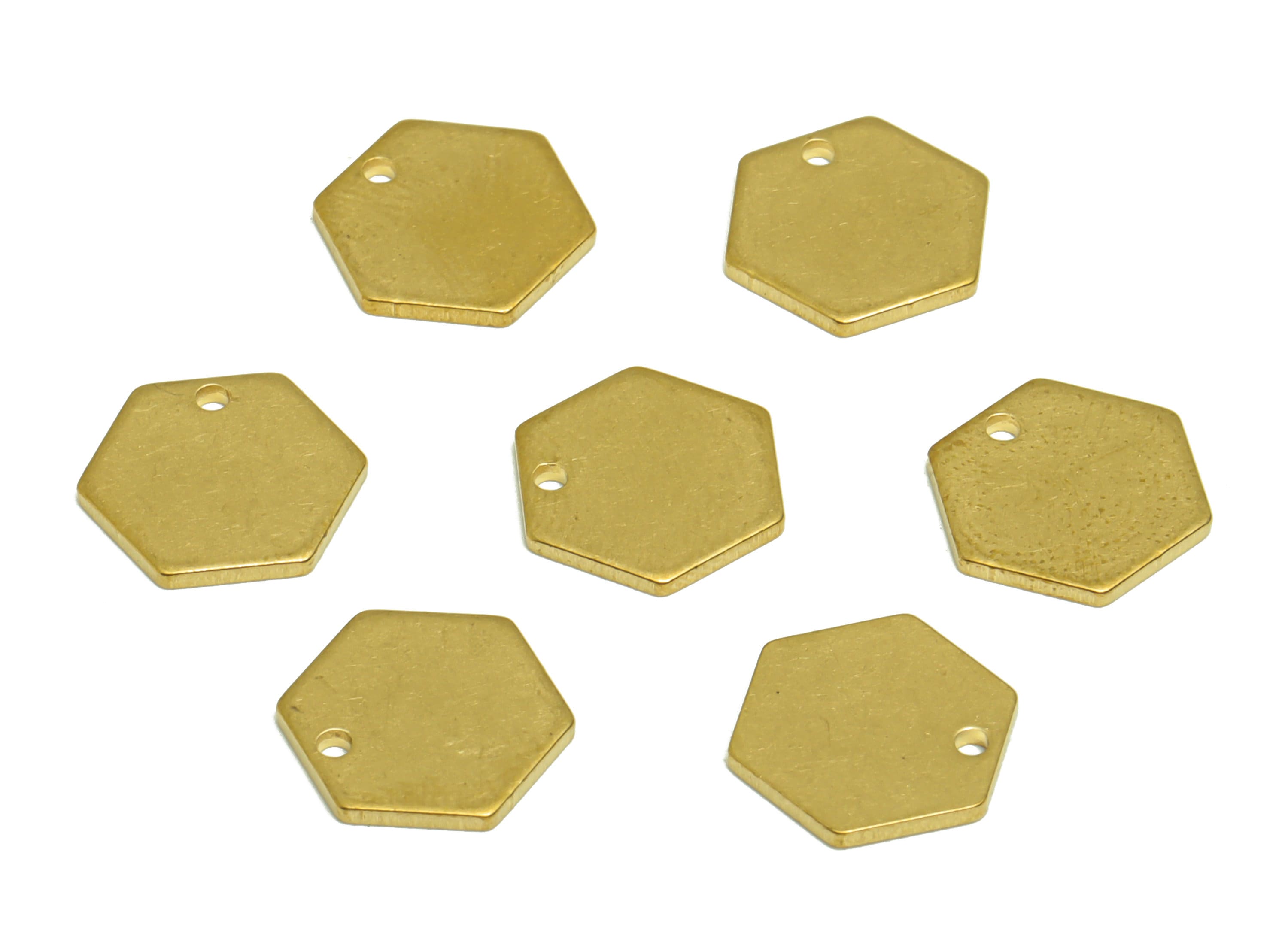 Brass Hexagon Earring Charm - Raw Brass Geometry Charm - Brass Geometry Blank - Personalized stamping blank - 10.12 x 11.5 x 0.95mm - PP8625 - DOMEDBAZAAR
