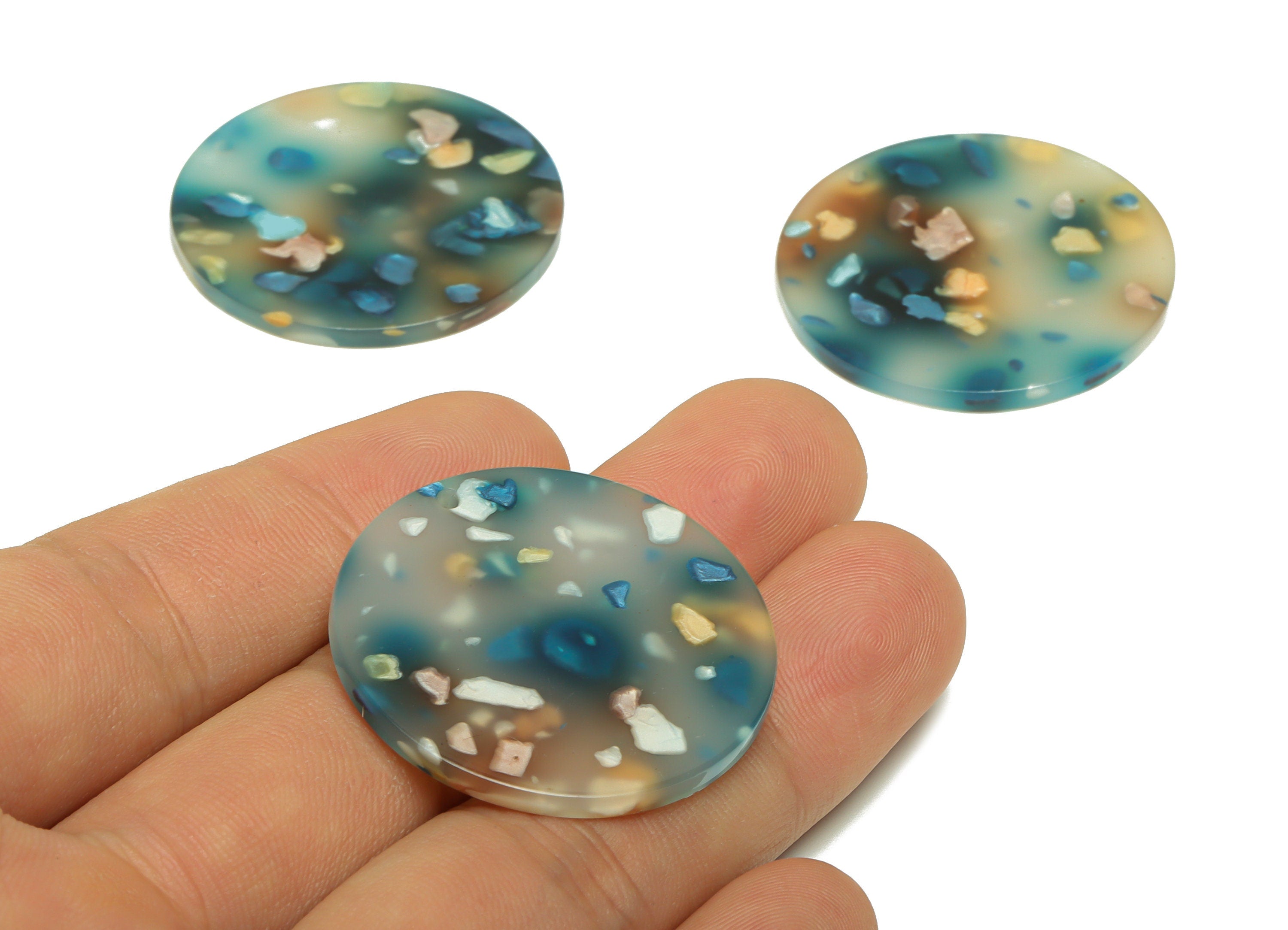 Acrylic Round Charms - Circle Earrings and Pendant - Geometry Earring Findings - Jewelry Supplies - Color Code:A600 - 35x35x3mm -AC2621-A600 - DOMEDBAZAAR