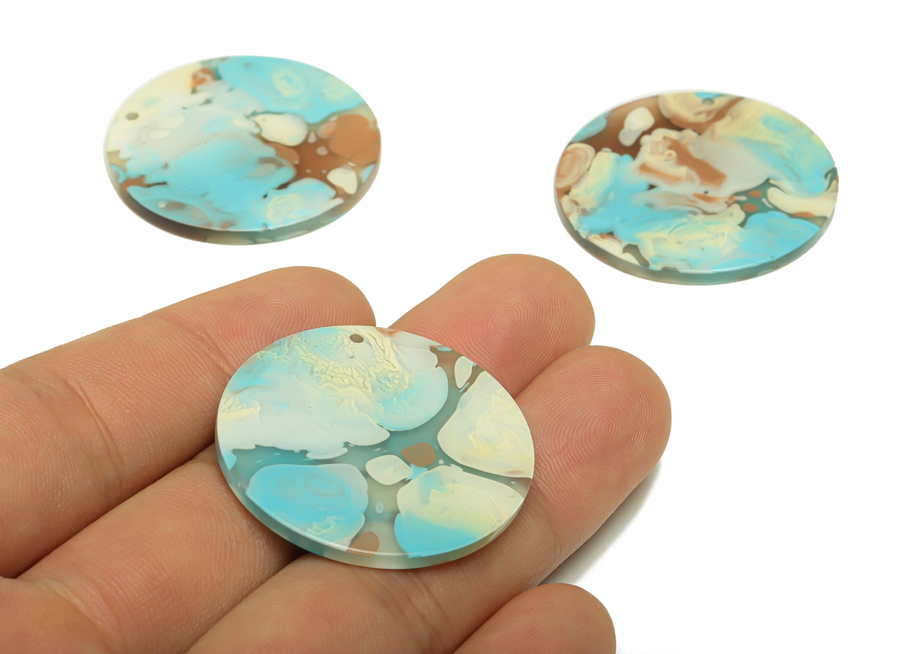 Acrylic Round Charms - Circle Earrings and Pendant - Geometry Earring Findings - Jewelry Supplies - Color Code:A585- 35x35x3mm -AC2621-A585 - DOMEDBAZAAR