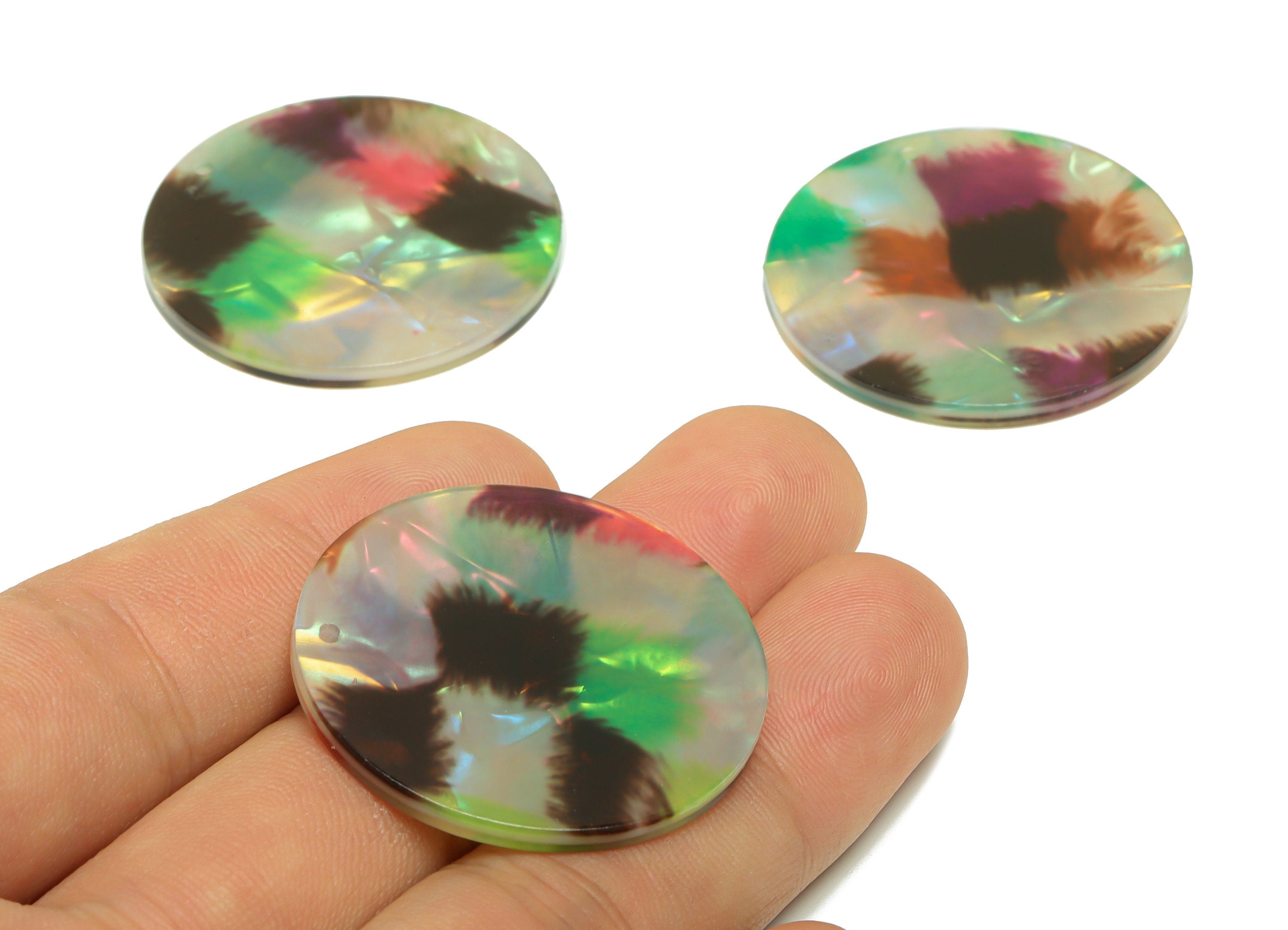 Acrylic Round Charms - Circle Earrings and Pendant - Geometry Earring Findings - Jewelry Supplies - Color Code:A934- 35x35x3mm -AC2621-A934 - DOMEDBAZAAR