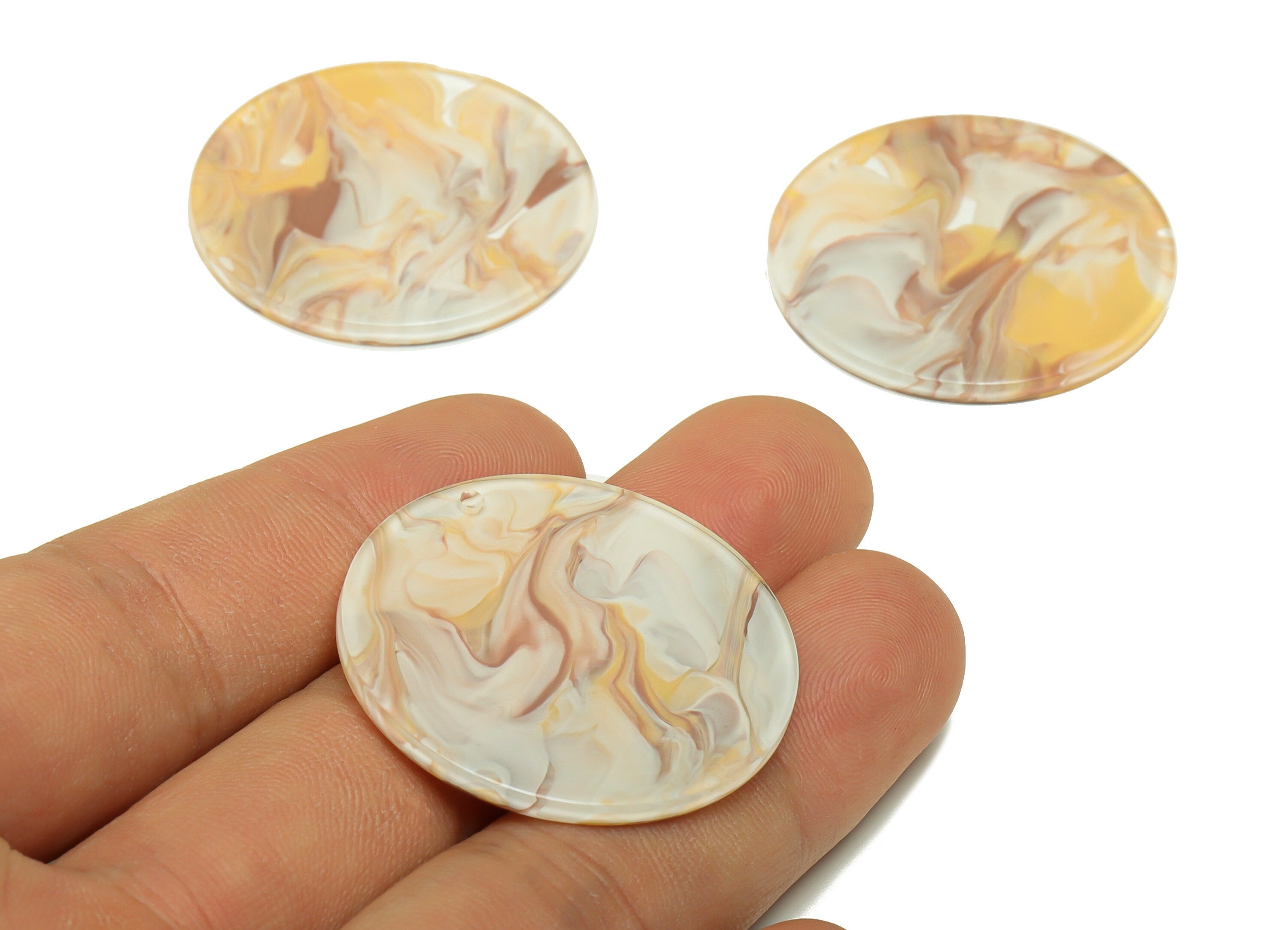 Acrylic Round Charms - Circle Earrings and Pendant - Geometry Earring Findings - Jewelry Supplies - Color Code:A983- 35x35x3mm -AC2621-A983 - DOMEDBAZAAR