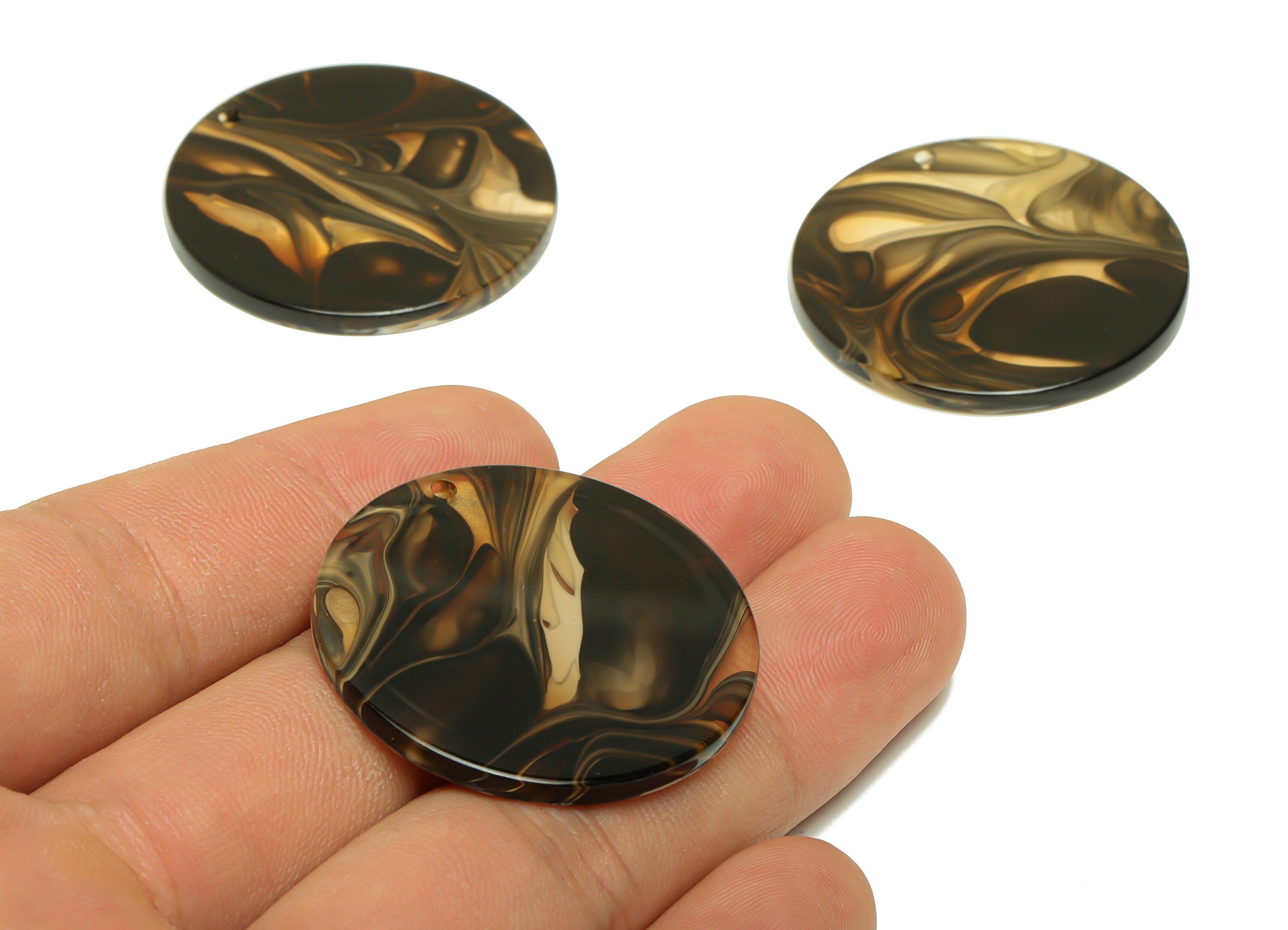 Acrylic Round Charms - Circle Earrings and Pendant - Geometry Earring Findings - Jewelry Supplies - Color Code:A931- 35x35x3mm -AC2621-A931 - DOMEDBAZAAR