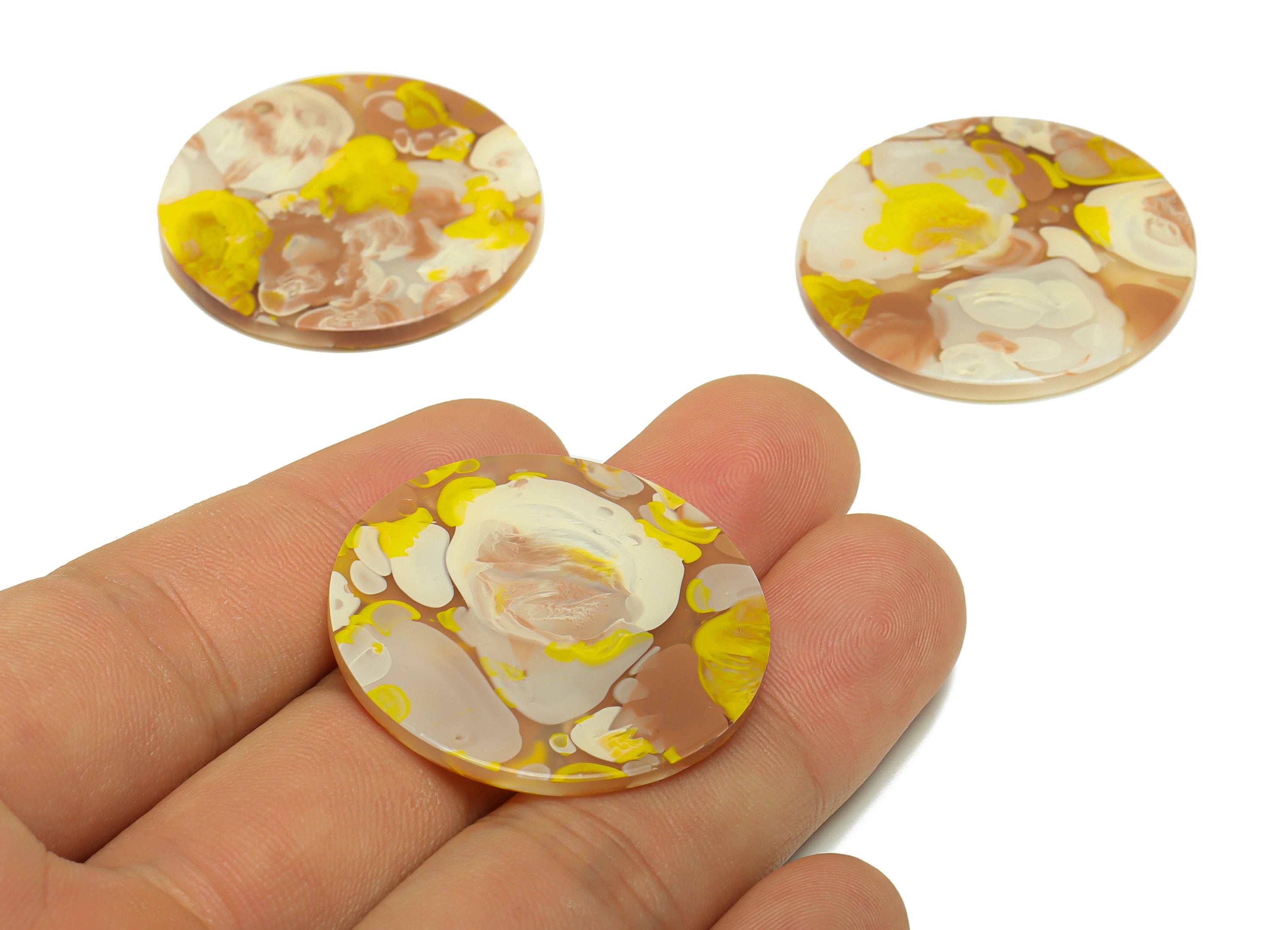 Acrylic Round Charms - Circle Earrings and Pendant - Coffee Earring Findings - Jewelry Supplies - Color Code:A583- 35x35x3mm -AC2621-A583 - DOMEDBAZAAR