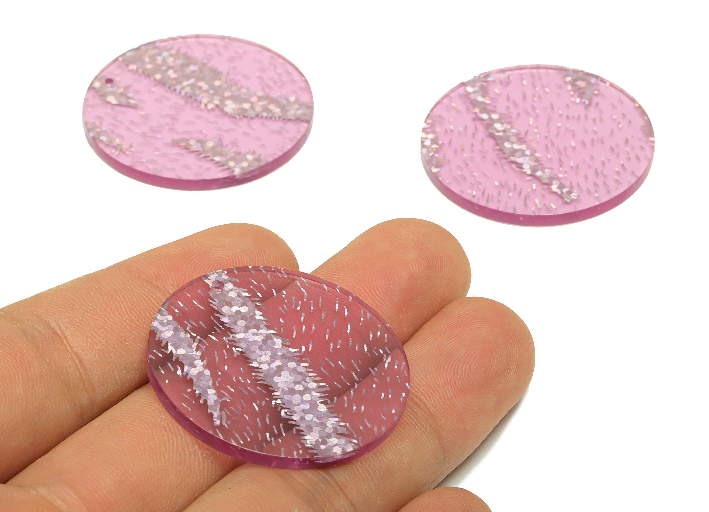 Acrylic Round Charms - Circle Earrings and Pendant - Sequins Earring Findings - Jewelry Supplies - Color Code:A986- 35x35x3mm -AC2621-A986 - DOMEDBAZAAR