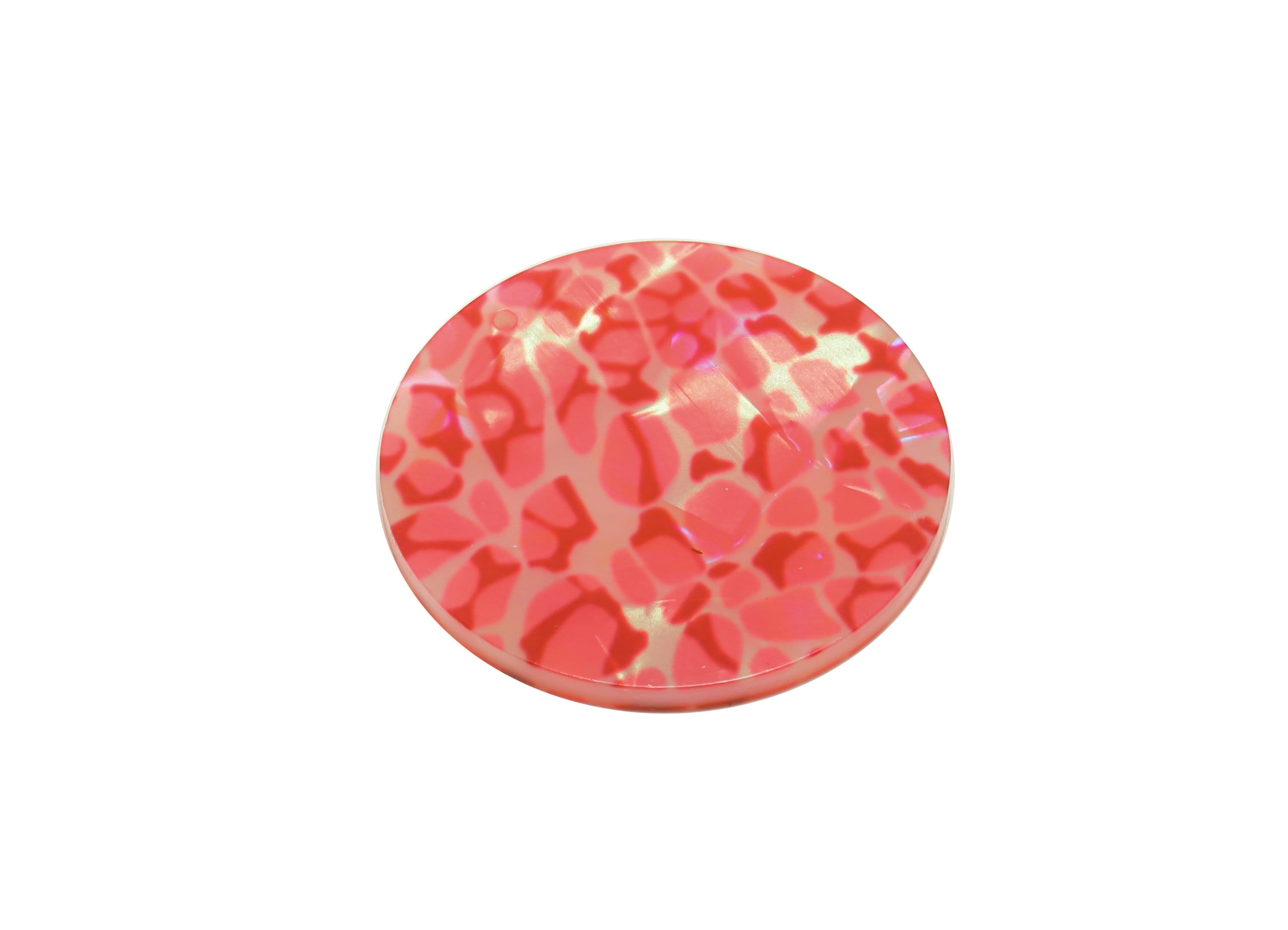 Acrylic Round Charms - Circle Earrings and Pendant - Pink Leopard Print Charm- Jewelry Supplies - Color Code:A987- 35x35x3mm -AC2621-A987 - DOMEDBAZAAR