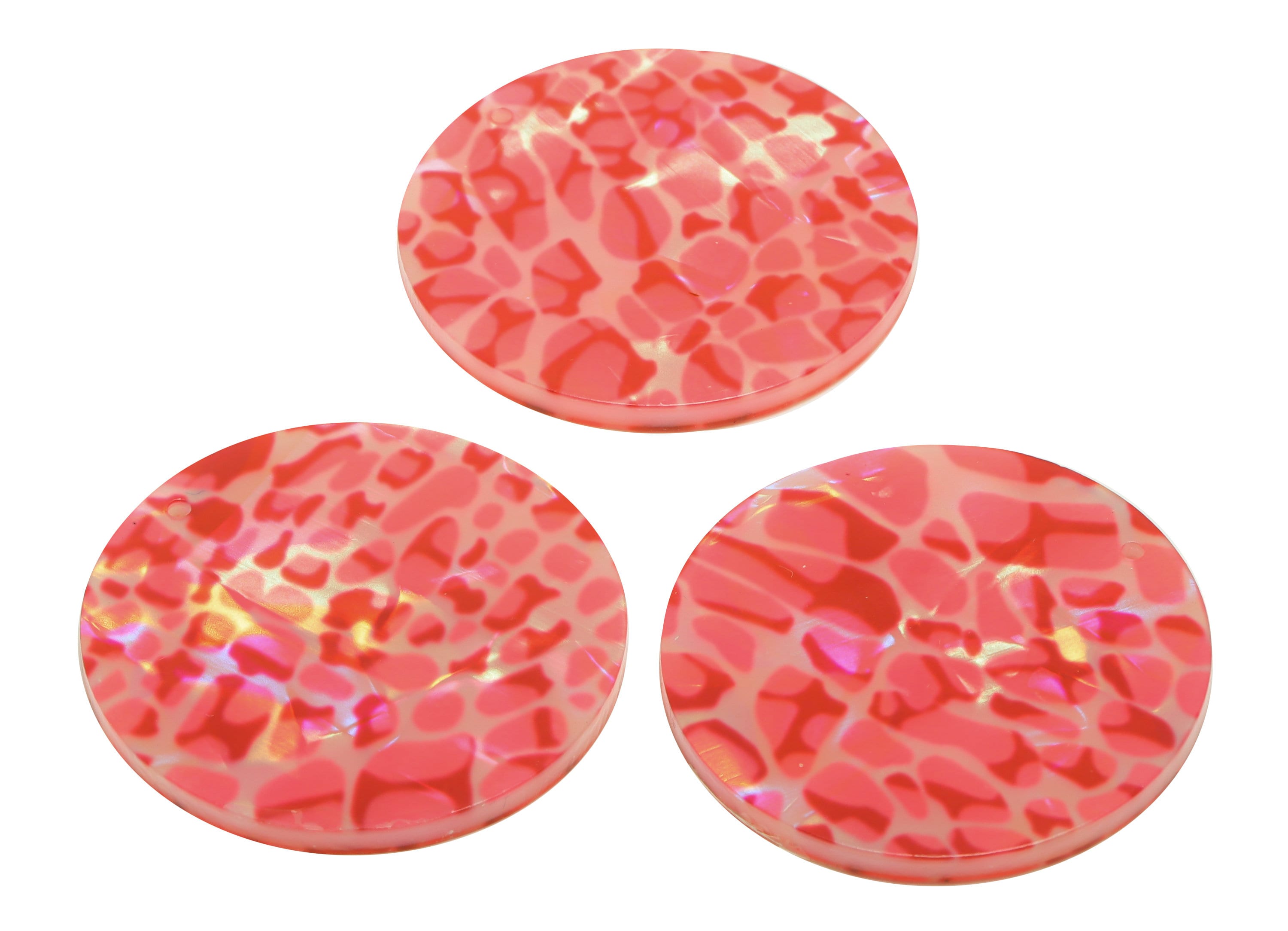 Acrylic Round Charms - Circle Earrings and Pendant - Pink Leopard Print Charm- Jewelry Supplies - Color Code:A987- 35x35x3mm -AC2621-A987 - DOMEDBAZAAR