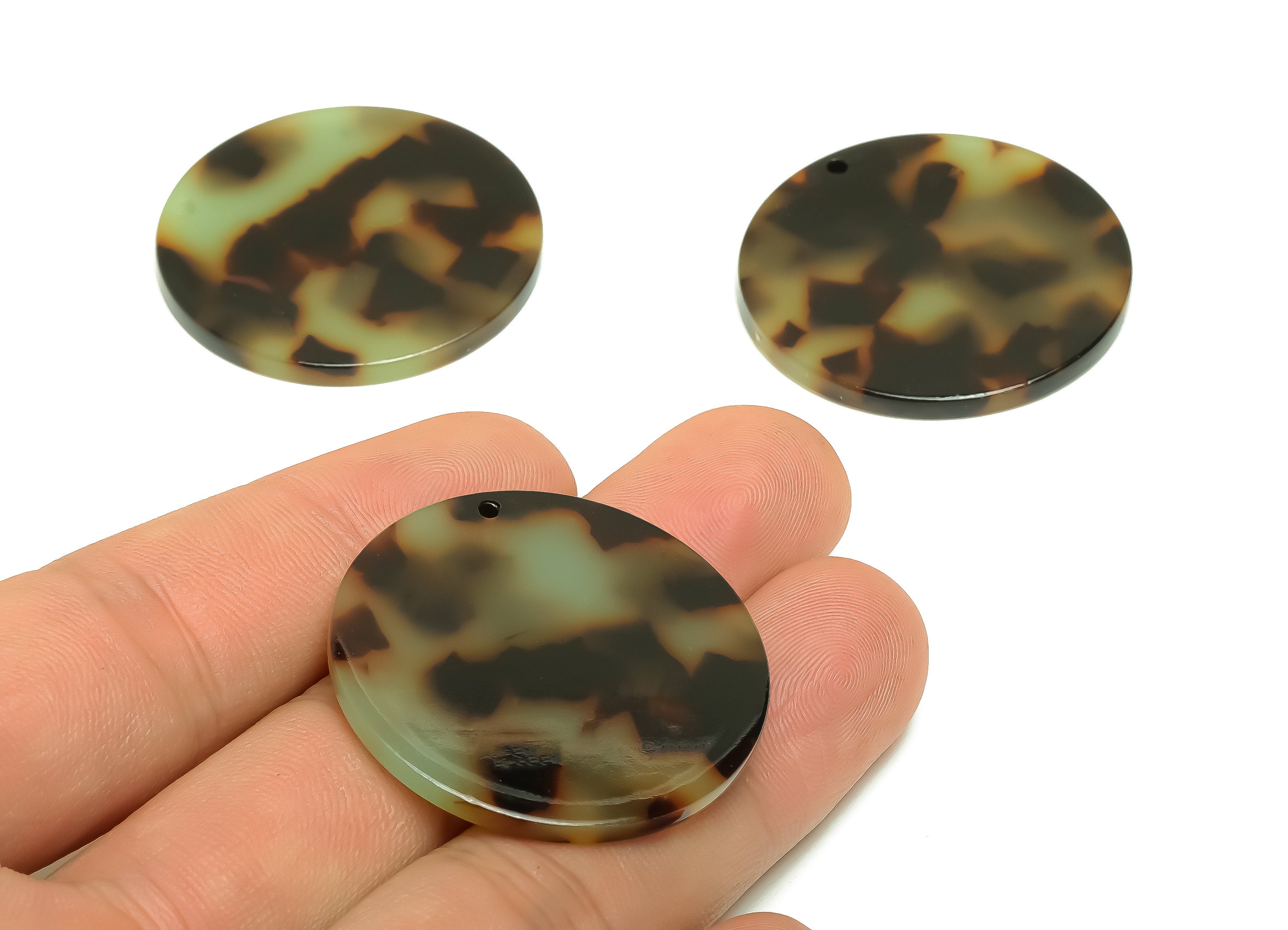Acetate Round Charms - Circle Earrings and Pendant - Rainbow Earring Findings - Jewelry Supplies - Color Code:A989 - 35x35x3mm -AC2621 - DOMEDBAZAAR