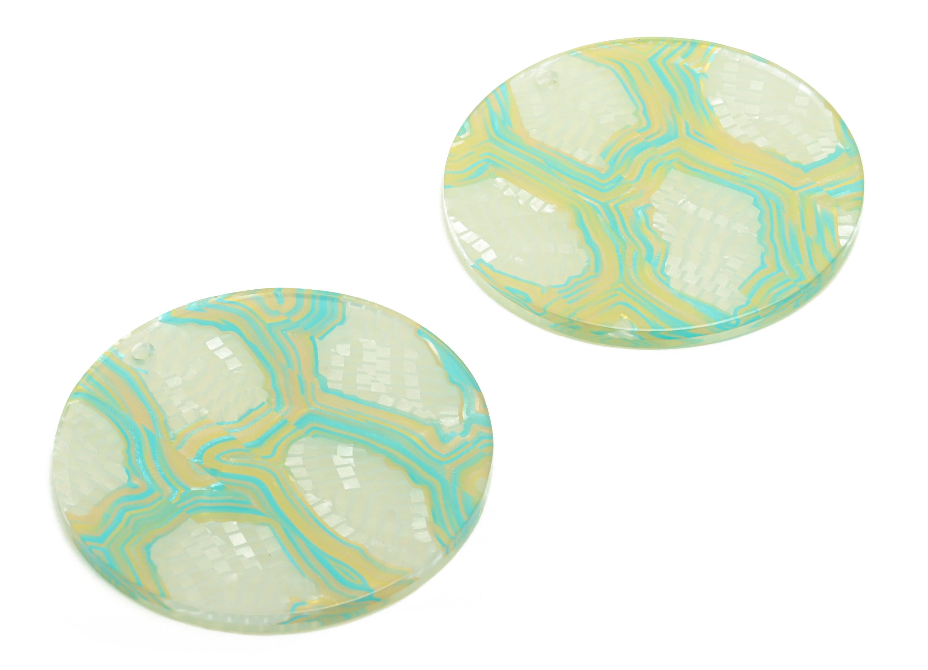 Acrylic Round Charms - Circle Earrings and Pendant - Geometry Earring Findings - Jewelry Supplies - Color Code:A988- 35x35x3mm -AC2621-A988 - DOMEDBAZAAR