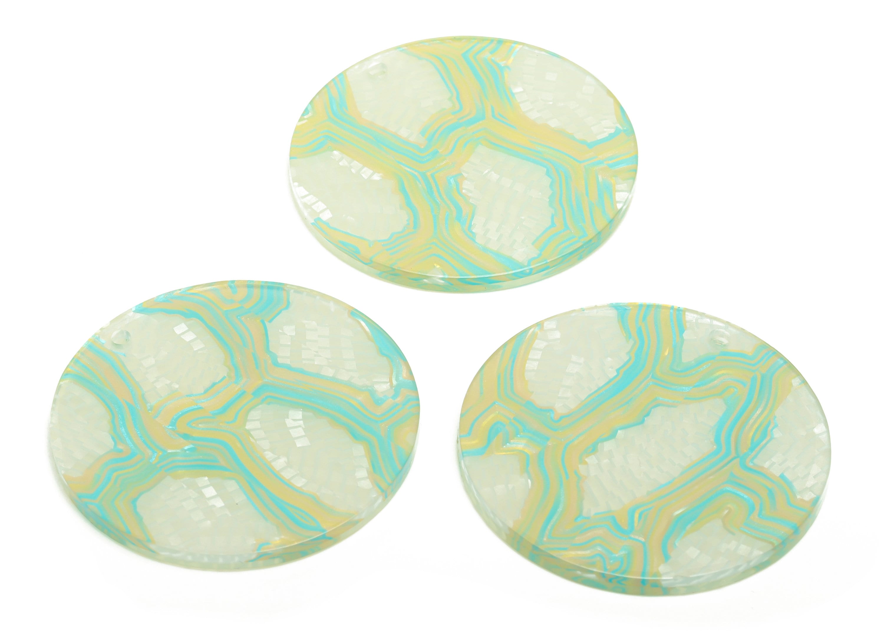 Acrylic Round Charms - Circle Earrings and Pendant - Geometry Earring Findings - Jewelry Supplies - Color Code:A988- 35x35x3mm -AC2621-A988 - DOMEDBAZAAR