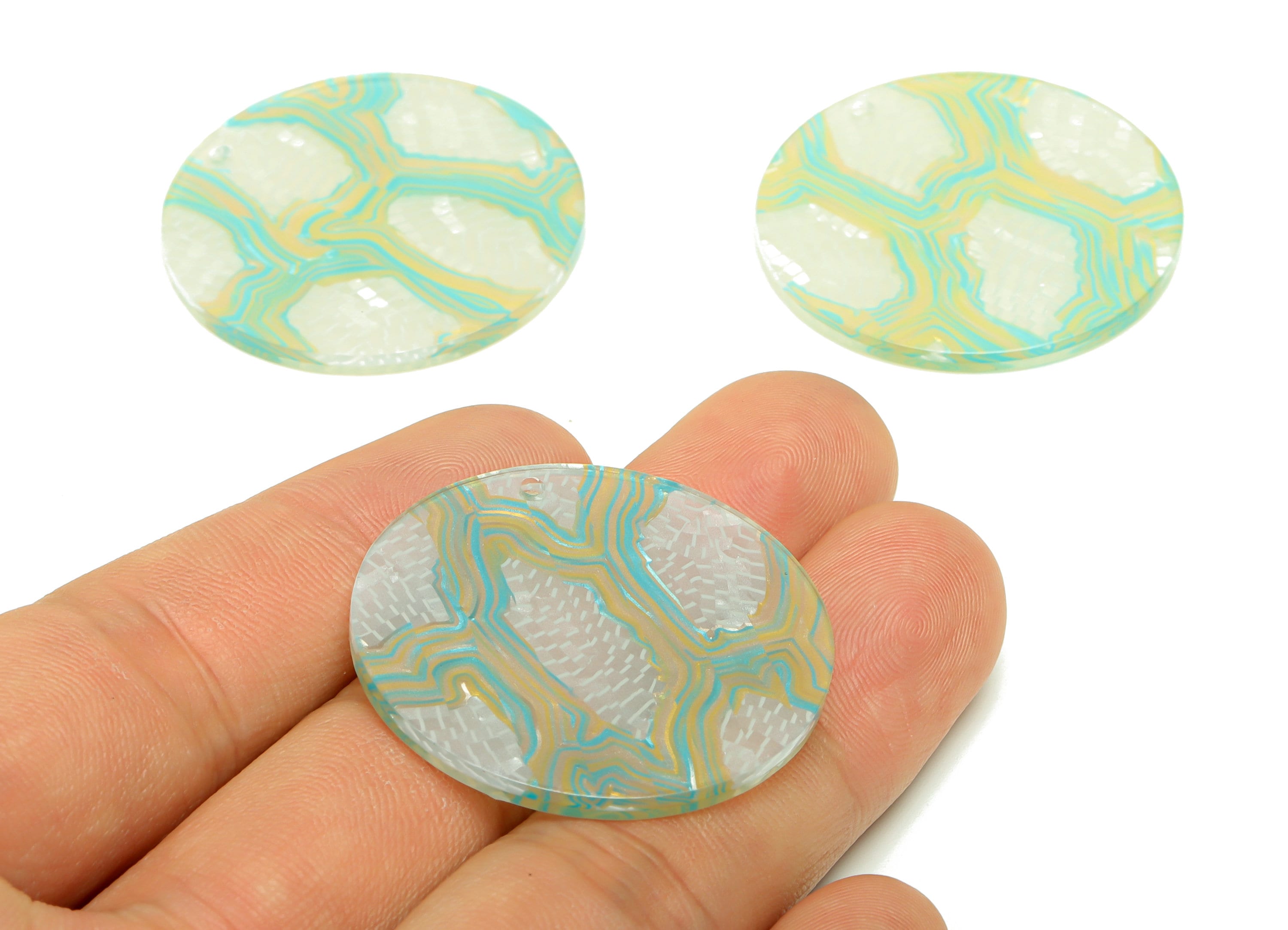 Acrylic Round Charms - Circle Earrings and Pendant - Geometry Earring Findings - Jewelry Supplies - Color Code:A988- 35x35x3mm -AC2621-A988 - DOMEDBAZAAR