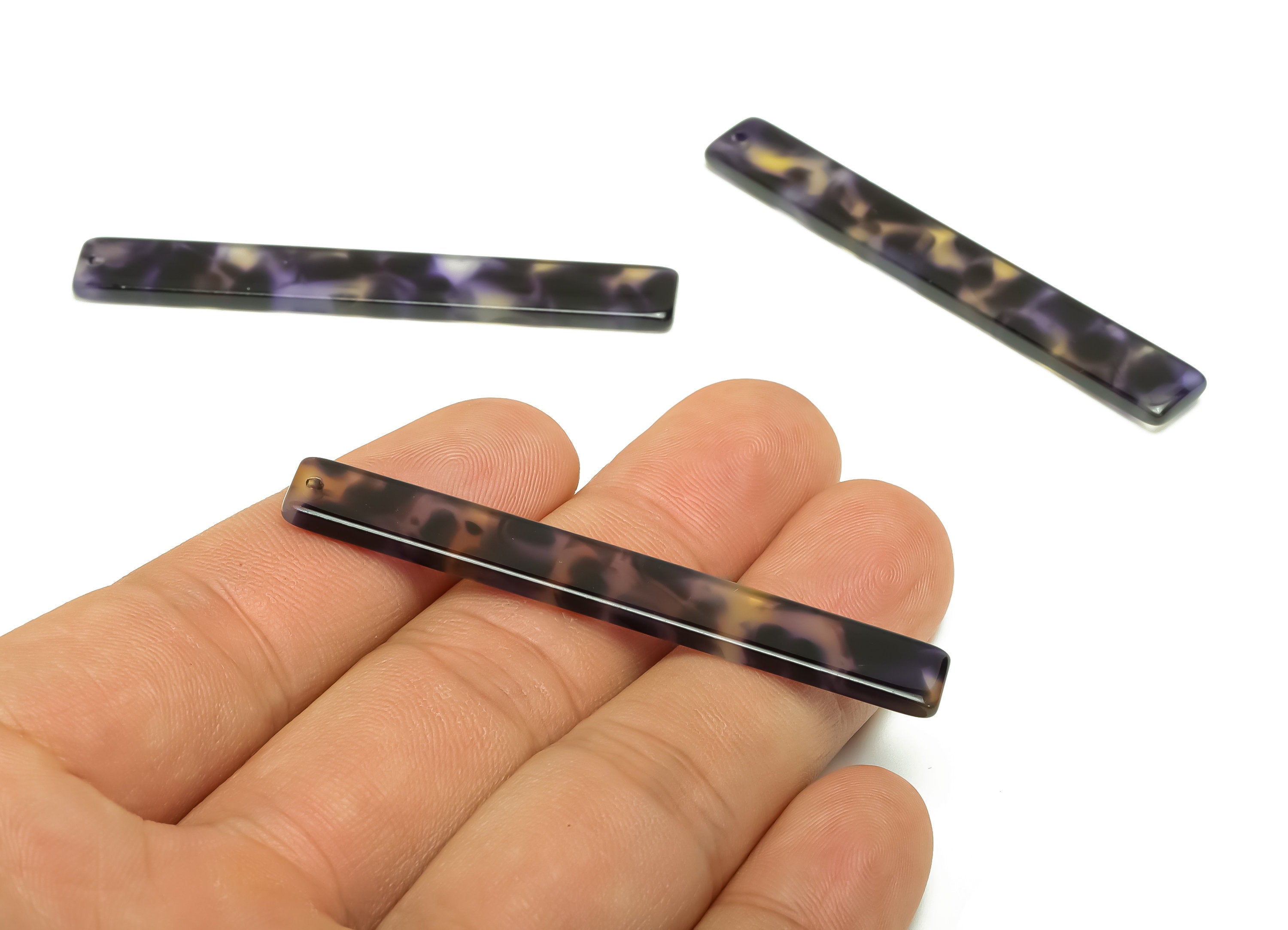 Acetate Stick Charms - Bar Earrings and Pendant - Aurora Purple Charm - Jewelry Supplies - Color Code: A998 - 59x7.8x2.56mm - AC2622-A998 - DOMEDBAZAAR
