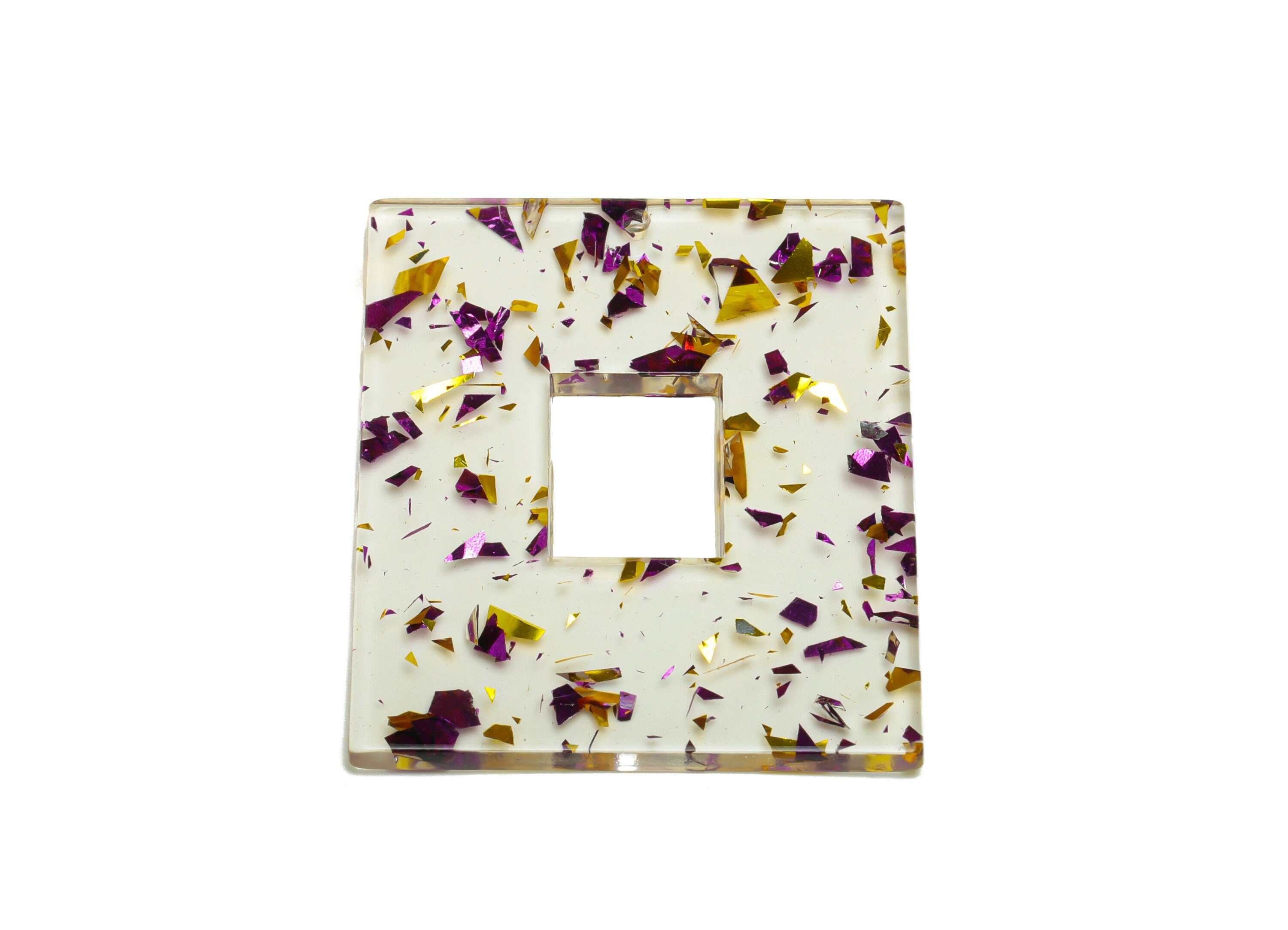 Acrylic Rectangle Charm - Transparent Confetti Pendant - Big Rectangle Earring Charm - Jewelry Making - Code: A388 - 49x40x2mm - AC2614-A388 - DOMEDBAZAAR