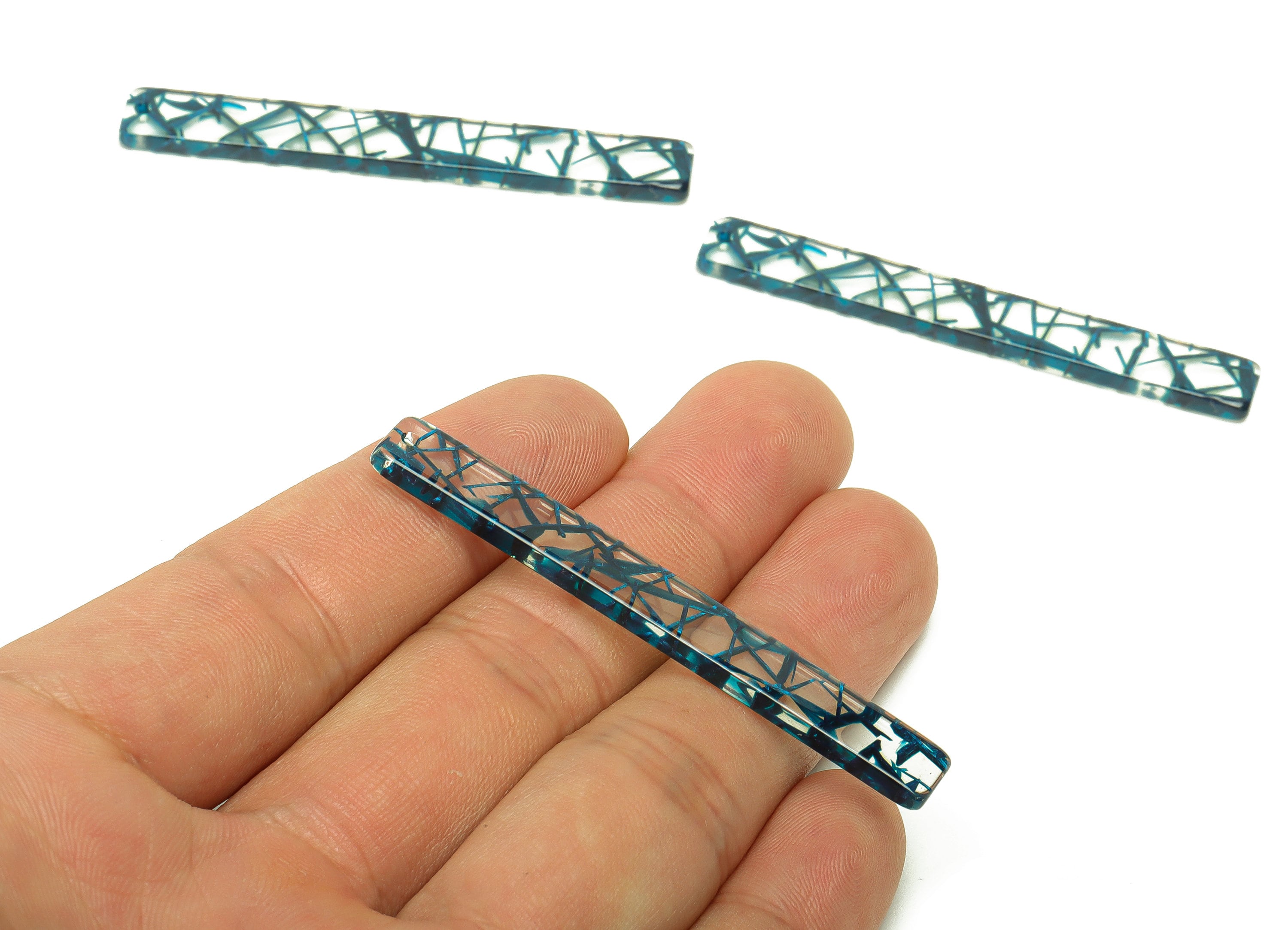 Acetate Stick Charms - Bar Earrings and Pendant - Blue transparent Earring Charm - Jewelry Supplies - Color Code: A566 - 59x8x3mm - AC2622 - DOMEDBAZAAR