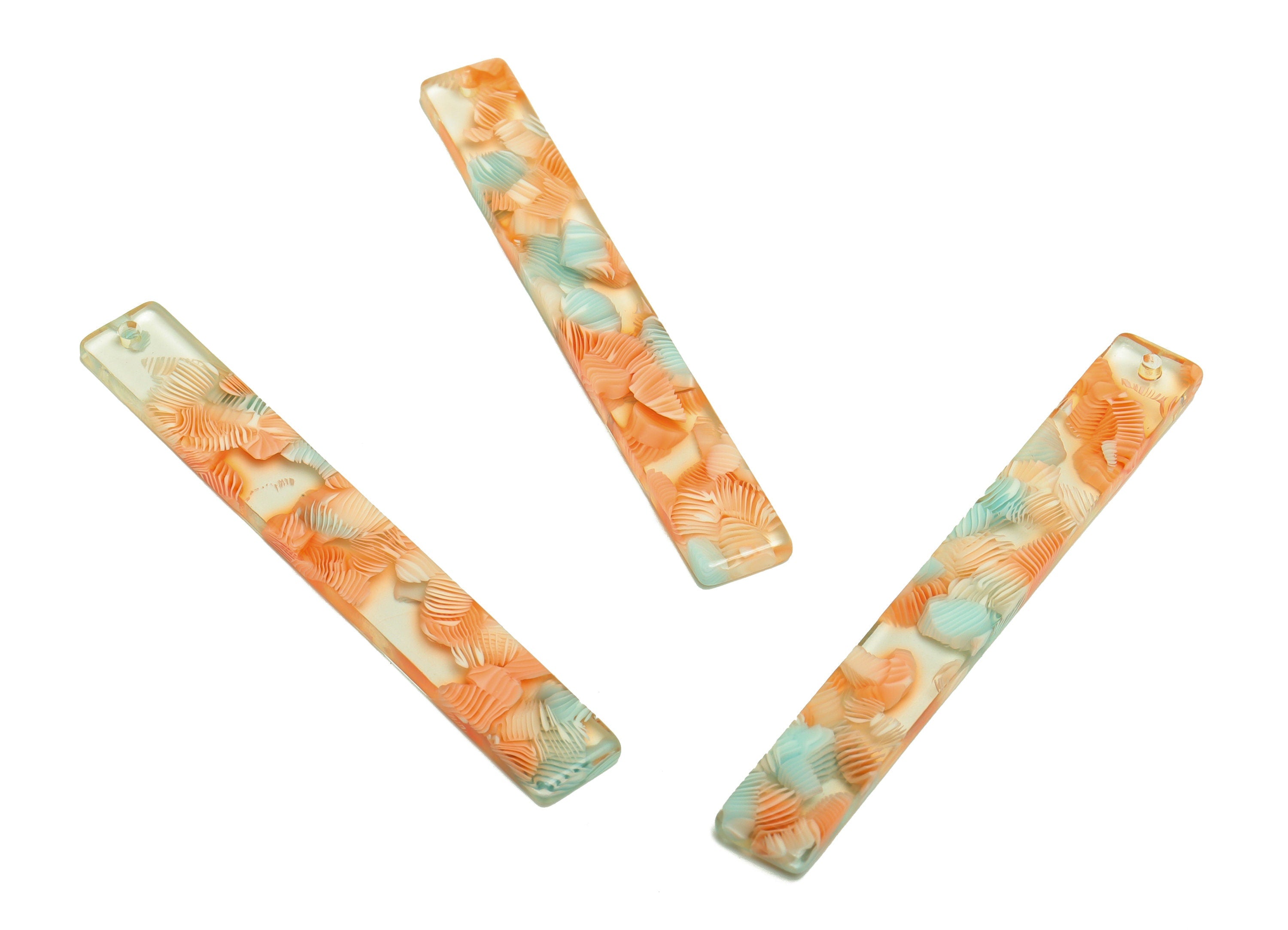 Acetate Stick Charms - Bar Earrings and Pendant - Rainbow Earring Charm - Jewelry Supplies - Color Code: A976 - 59x7.8x2.56mm - AC2622-A976 - DOMEDBAZAAR