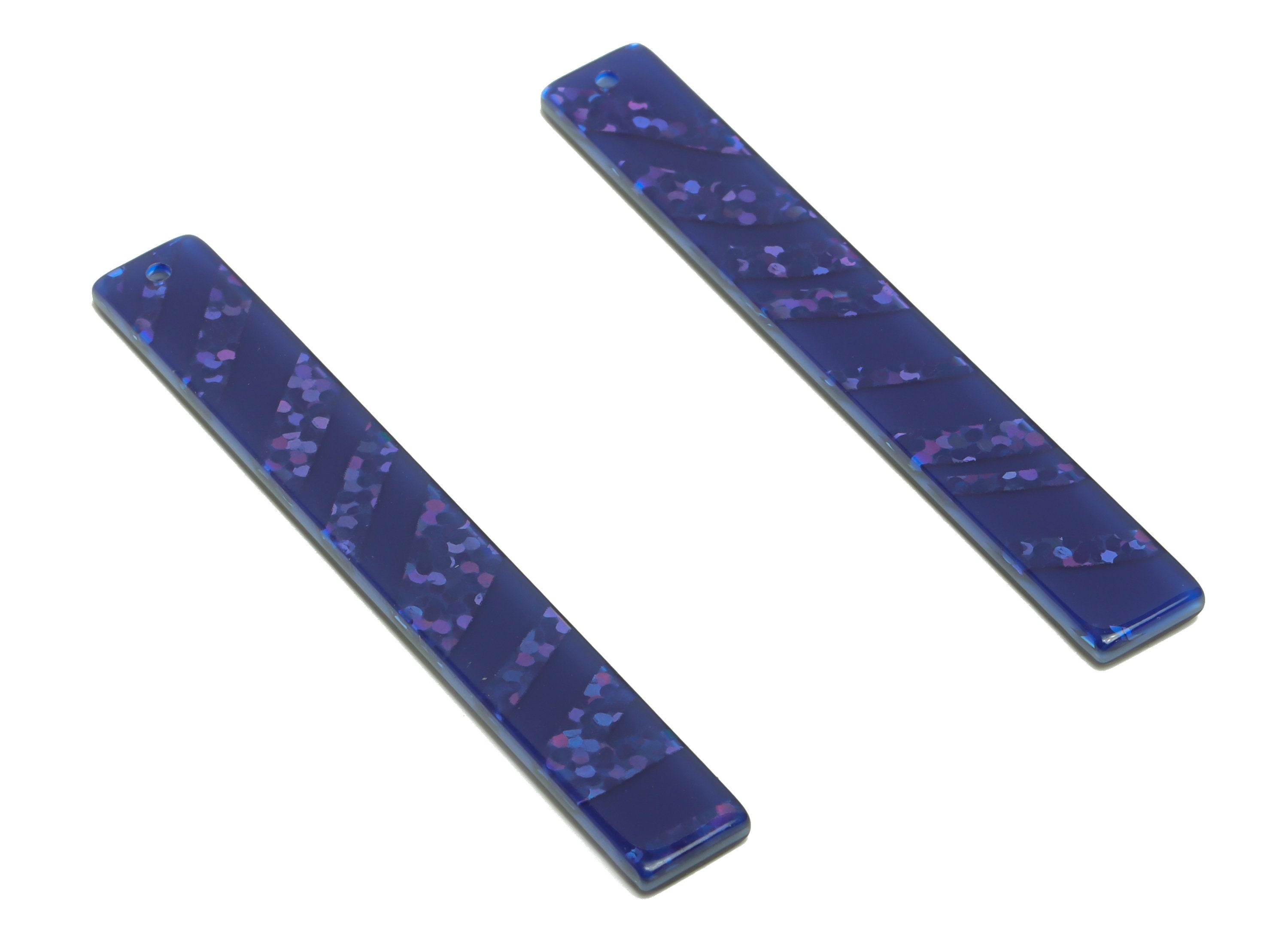 Acrylic Stick Charms - Bar Earrings and Pendant - Purple Sequins Earring Charm - Jewelry Supplies - Color Code: A994 - 59x7.8x2.5mm - AC2622 - DOMEDBAZAAR