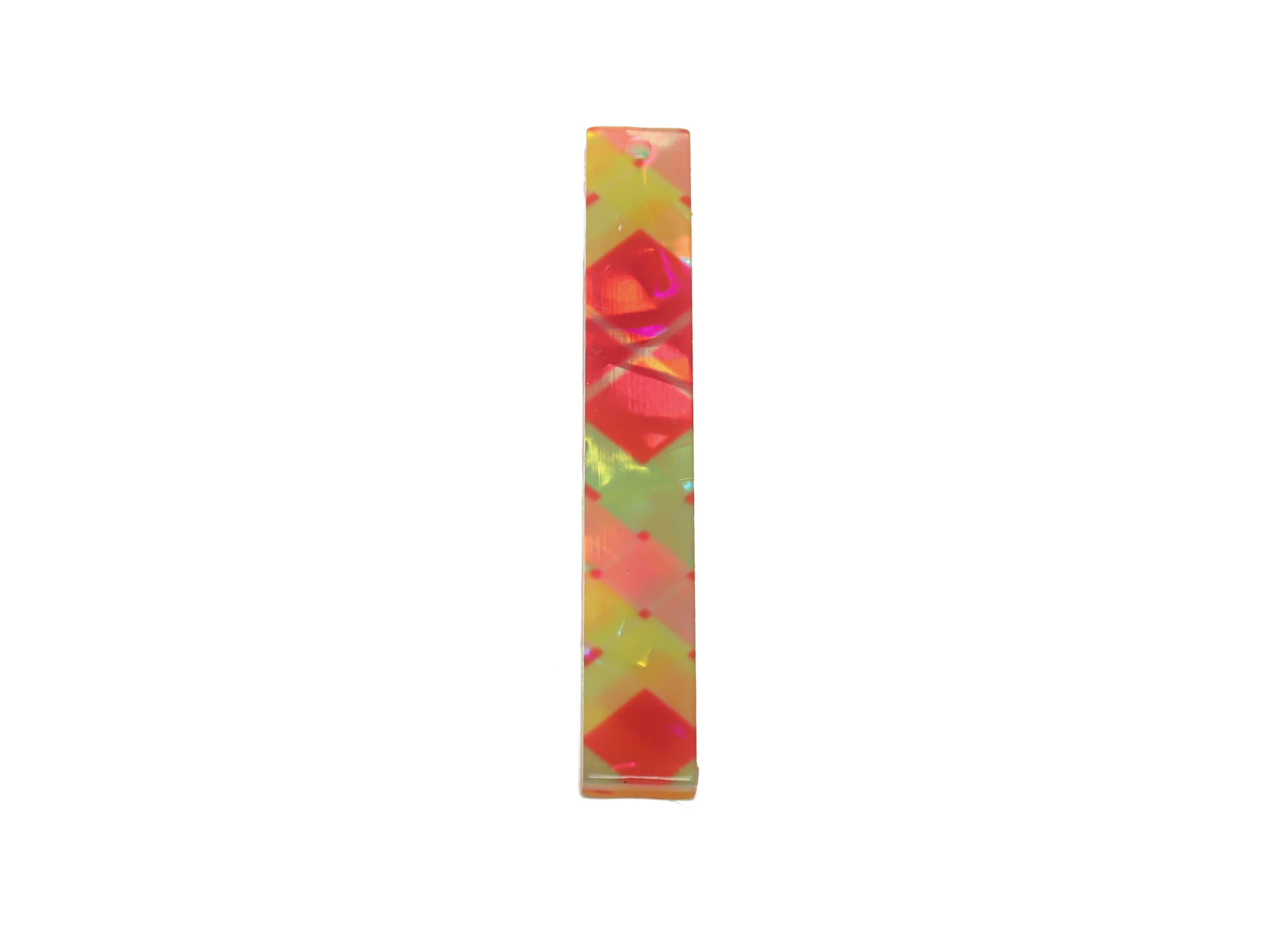 PVC Stick Charms - Bar Earrings and Pendant - Rainbow Charm - Scotch Plaid - Color Code: A872 - 59x7.8x2.56mm - AC2622-A872 - DOMEDBAZAAR