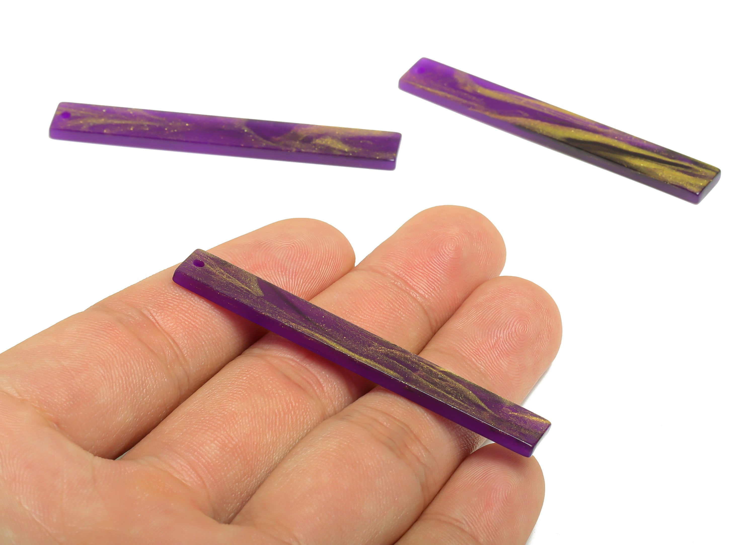 Acrylic Stick Charms - Bar Earrings and Pendant - Purple Gilt Earring Charm - Jewelry Supplies - Color Code: A1002 - 59x7.8x2.56mm - AC2622 - DOMEDBAZAAR