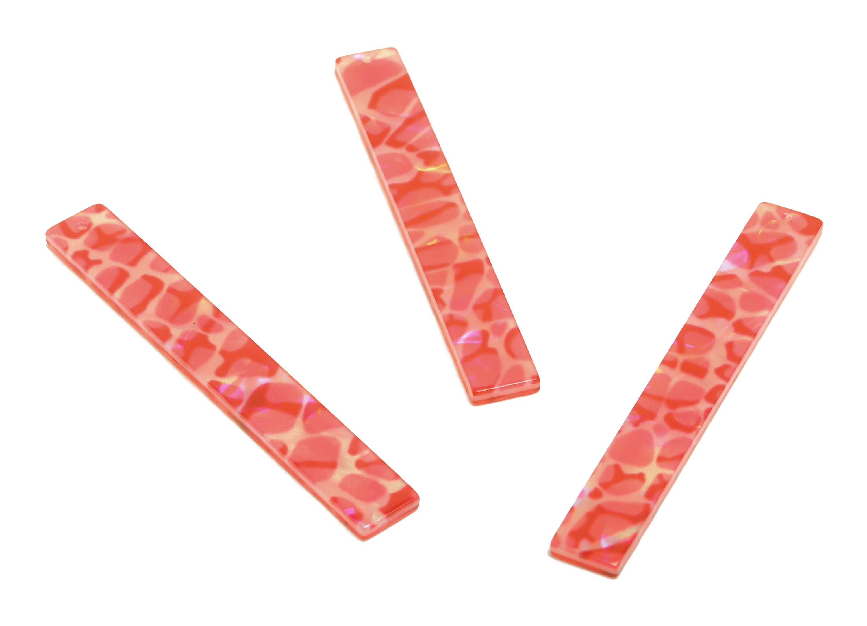 Acrylic Stick Charms - Bar Earrings and Pendant - Pink Leopard Print Charm - Jewelry Supplies - Color Code: A987 - 59x7.8x2.56mm - AC2622 - DOMEDBAZAAR