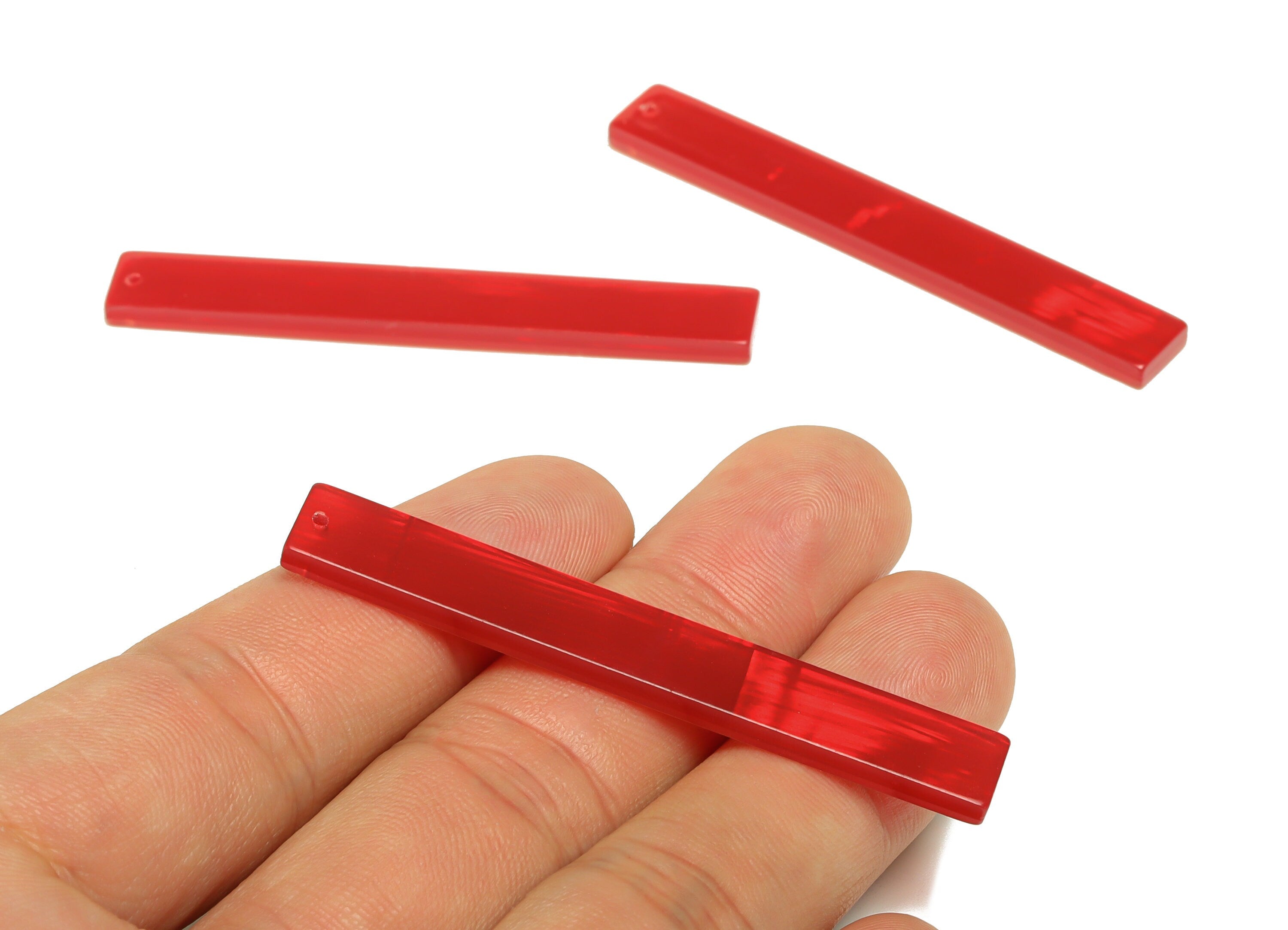 PVC Stick Charms - Bar Earrings and Pendant - Red Earring Charm - Jewelry Supplies - Color Code: A900 - 59x7.8x2.56mm - AC2622-A900 - DOMEDBAZAAR