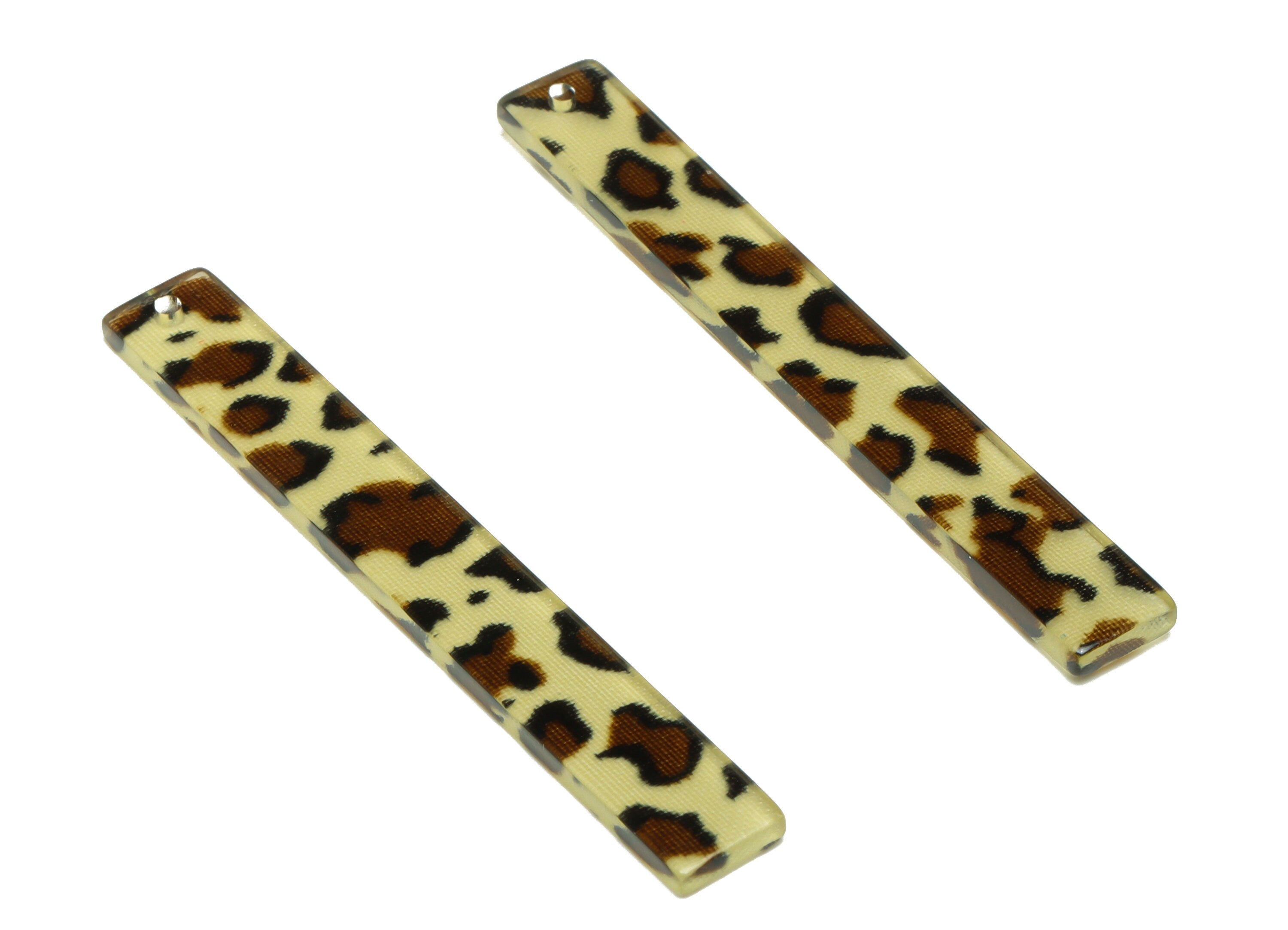 Acrylic Stick Charms - Bar Earrings and Pendant - Leopard Print Charm - Jewelry Supplies - Color Code: A128 - 59x7.8x2.56mm - AC2622 - DOMEDBAZAAR