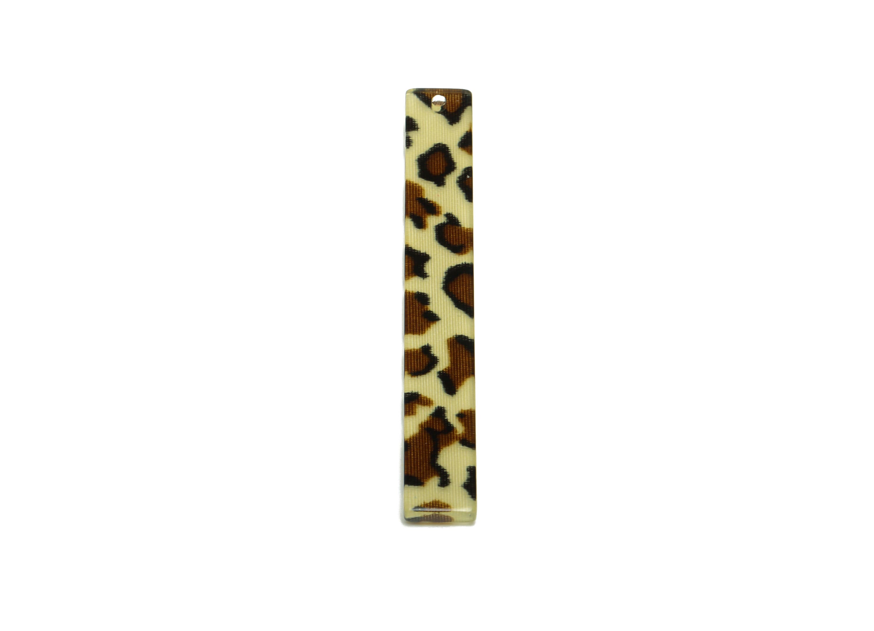 Acrylic Stick Charms - Bar Earrings and Pendant - Leopard Print Charm - Jewelry Supplies - Color Code: A128 - 59x7.8x2.56mm - AC2622 - DOMEDBAZAAR