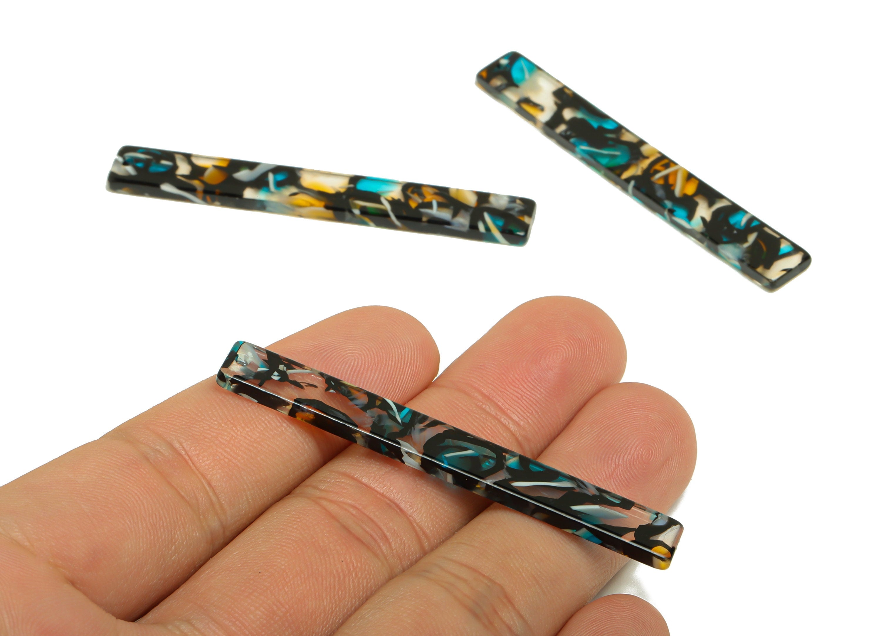 Acetate Stick Charms - Bar Earrings and Pendant - Rainbow Earring Charm - Jewelry Supplies - Color Code: A1010 - 59x7.8x2.6mm - AC2622-A1010 - DOMEDBAZAAR