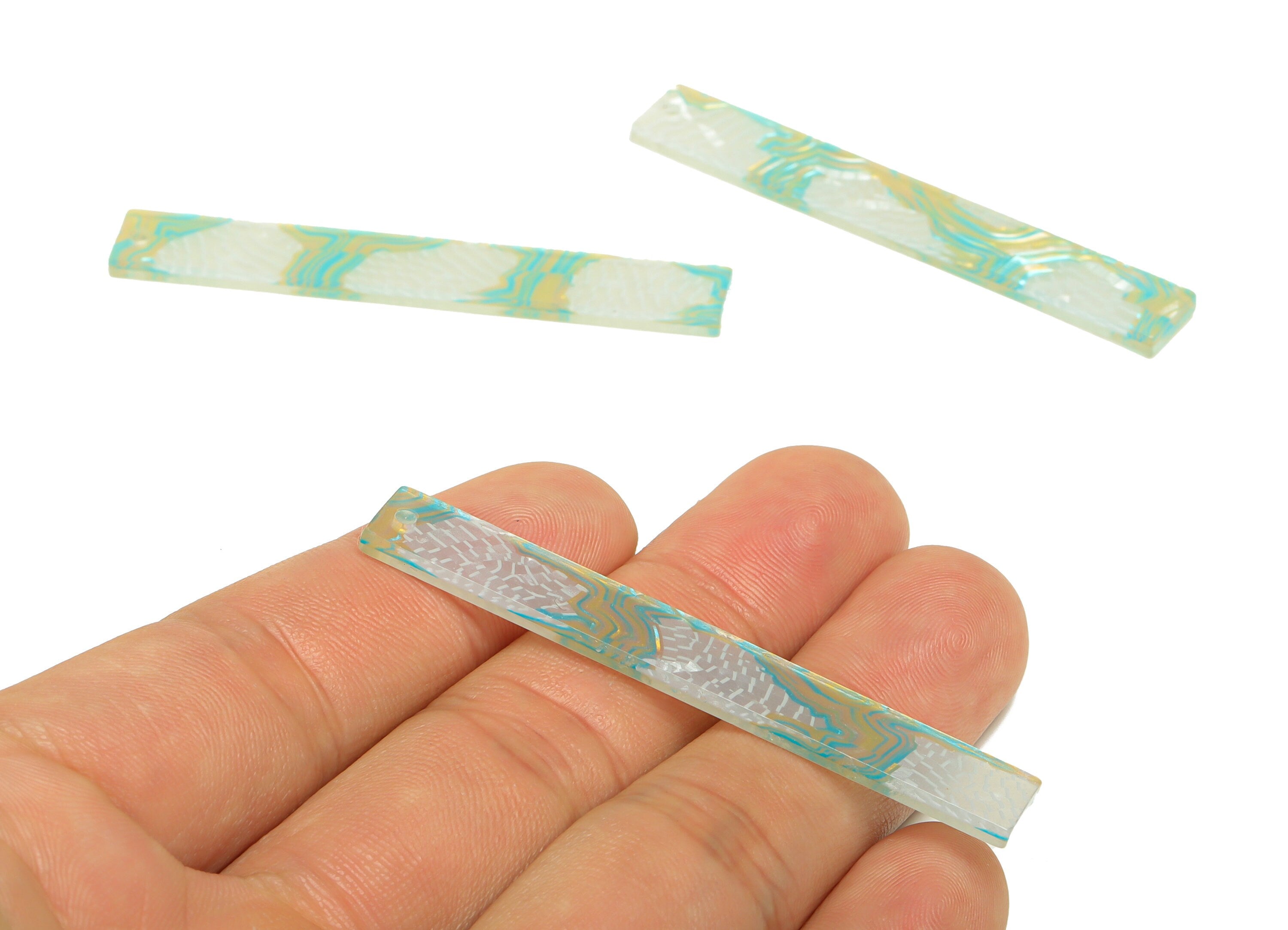 Acrylic Stick Charms - Bar Earrings and Pendant - Rainbow Earring Charm - Jewelry Supplies - Color Code: A988 - 59x7.8x2.56mm - AC2622 - DOMEDBAZAAR