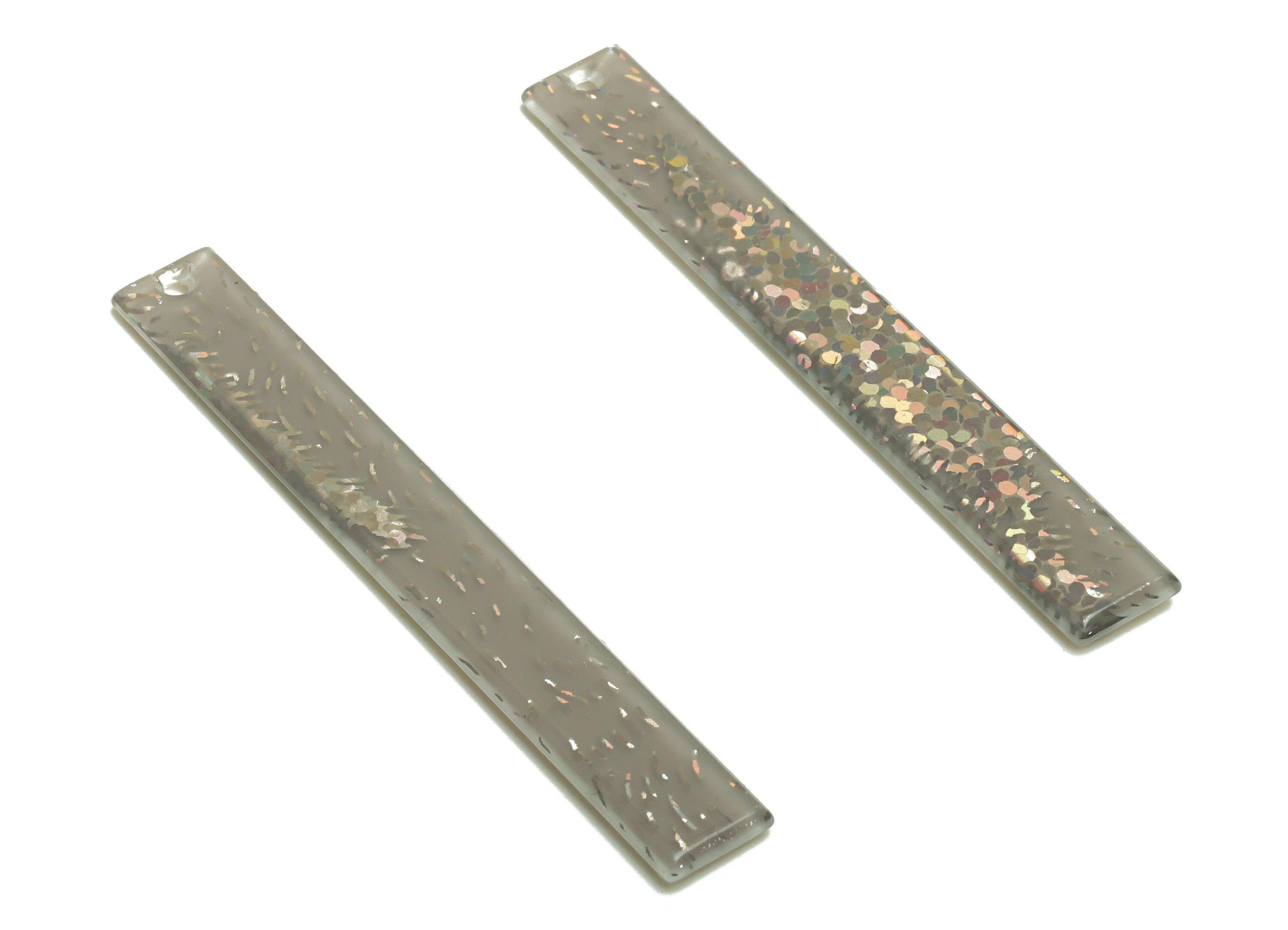 PVC Stick Charms - Bar Earrings and Pendant - Grey Sequins Charm - Jewelry Supplies - Color Code: A557 - 59x7.8x2.56mm - AC2622-A557 - DOMEDBAZAAR