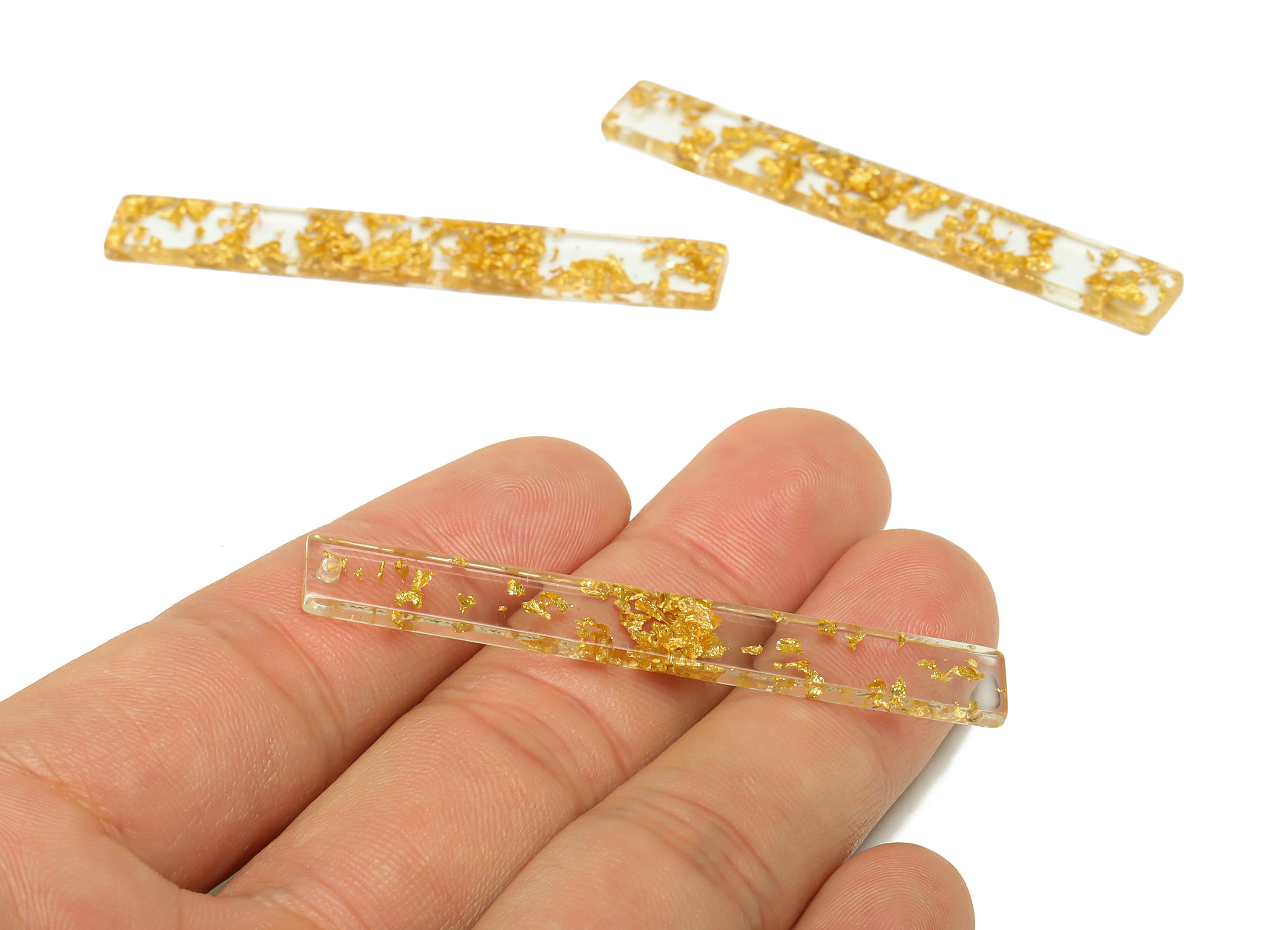 Acrylic Stick Charms - Bar Earrings and Pendant - Transparent Confetti Charm - Jewelry Supplies - Color Code: A587 - 59x7.8x2.56mm - AC2622 - DOMEDBAZAAR