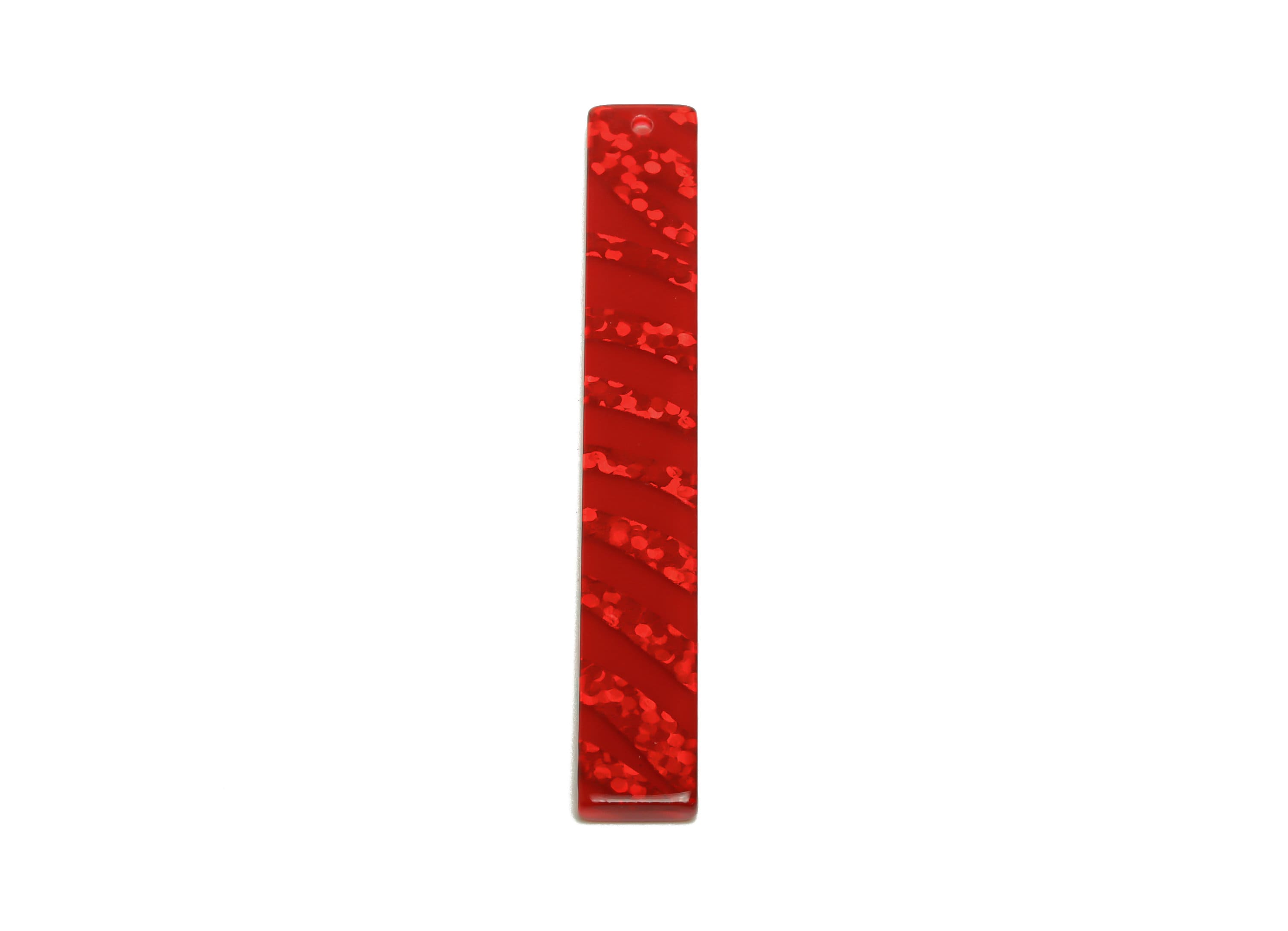 Acrylic Stick Charms - Bar Earrings and Pendant - Red Sequins Earring Charm - Jewelry Supplies - Color Code: A930 - 59x7.8x2.5mm - AC2622 - DOMEDBAZAAR