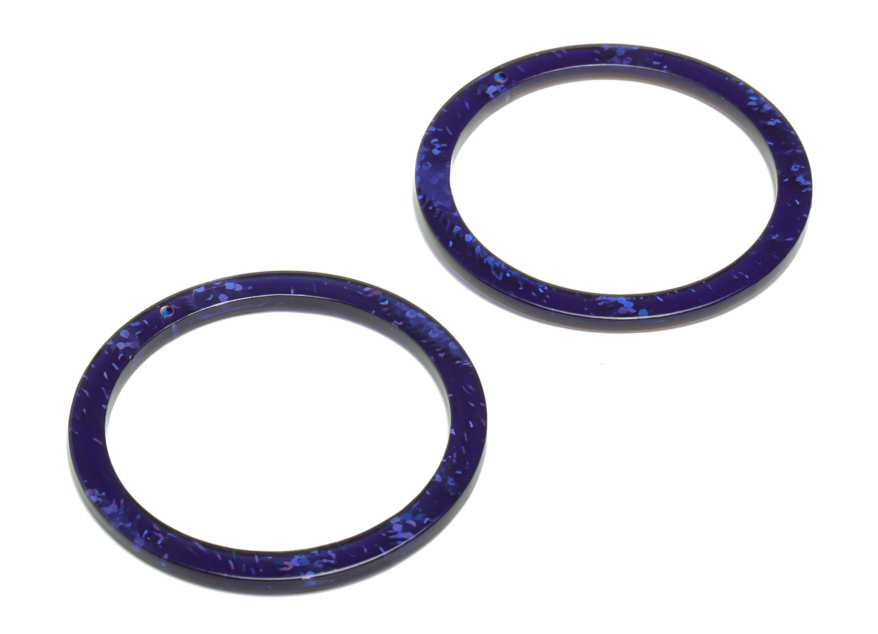 PVC Hoop Earrings Charms - Circle Pendant - Purple sequins Earring Findings - Jewelry Supplies - Color Code:A958 - 44x44x2mm-AC2620-A958 - DOMEDBAZAAR