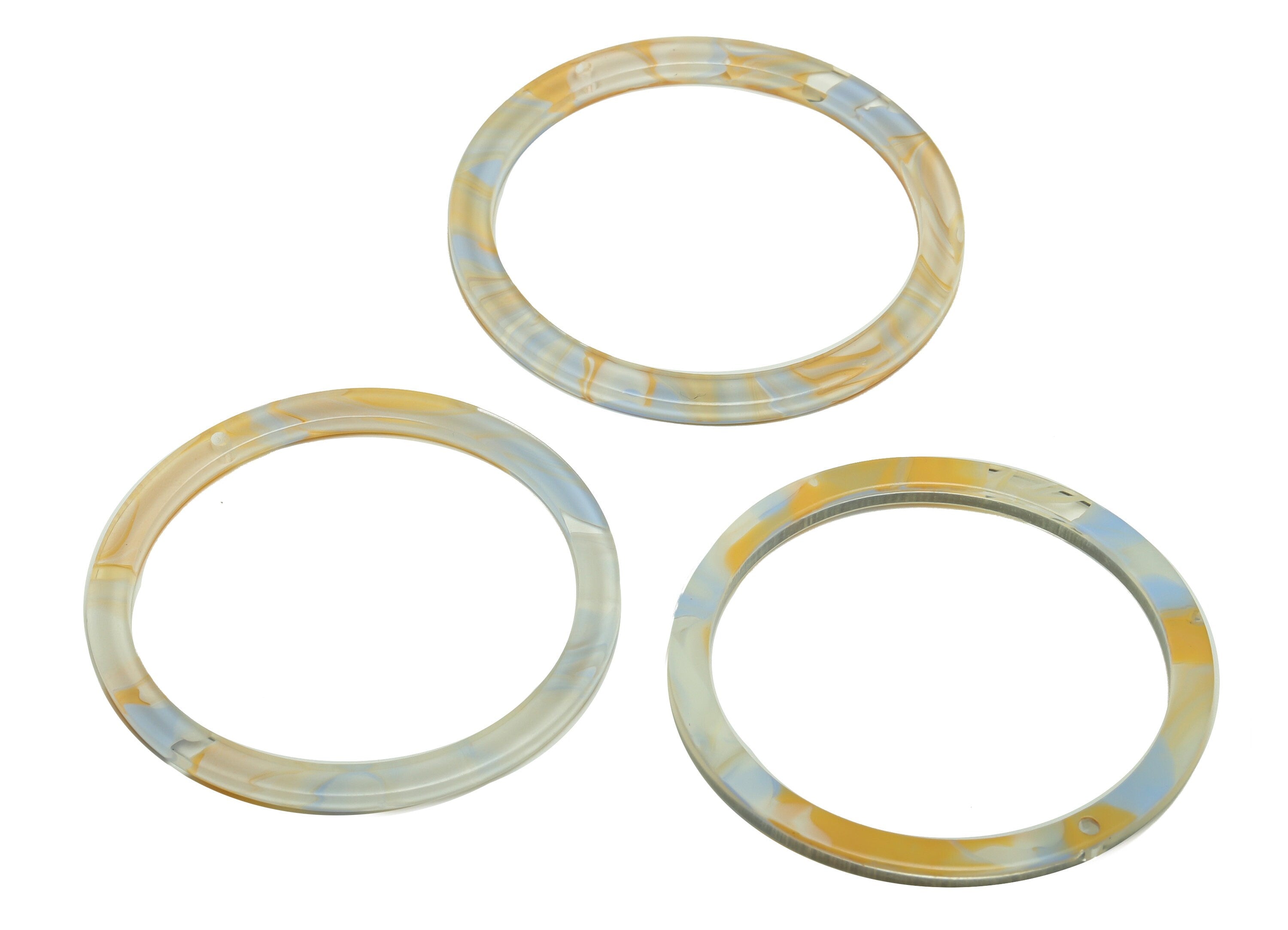 Acrylic Hoop Earrings Charms - Circle Pendant - Rainbow Earring Findings - Jewelry Supplies - Color Code:A982 - 44x44.3x2mm -AC2620-A982 - DOMEDBAZAAR