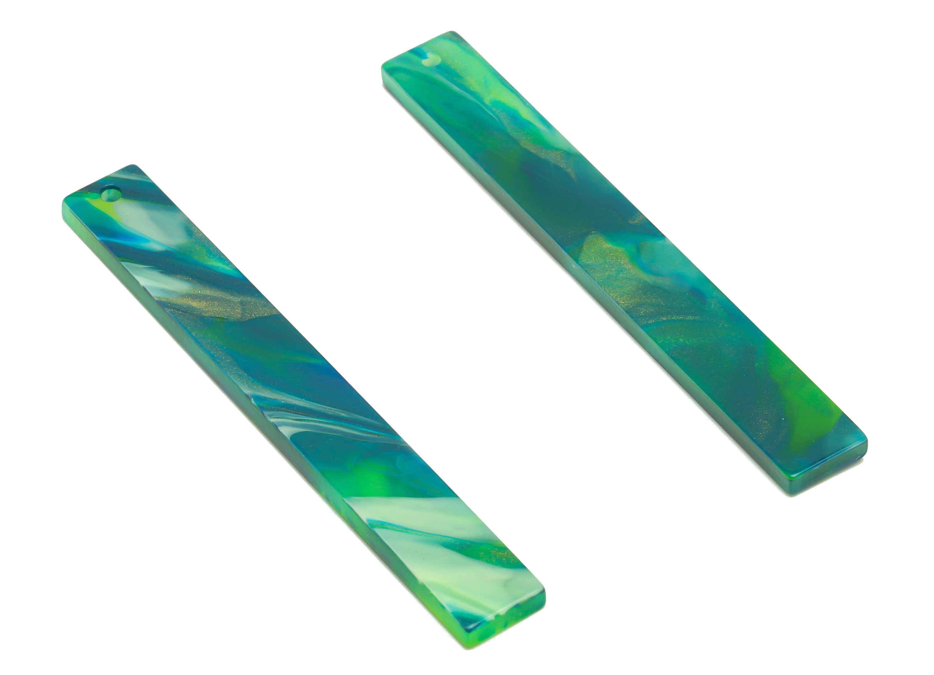 Acrylic Stick Charms - Bar Earrings and Pendant - Green Earring Charm - Jewelry Supplies - Color Code: A964 - 59x7.8x2.5mm - AC2622-A964 - DOMEDBAZAAR