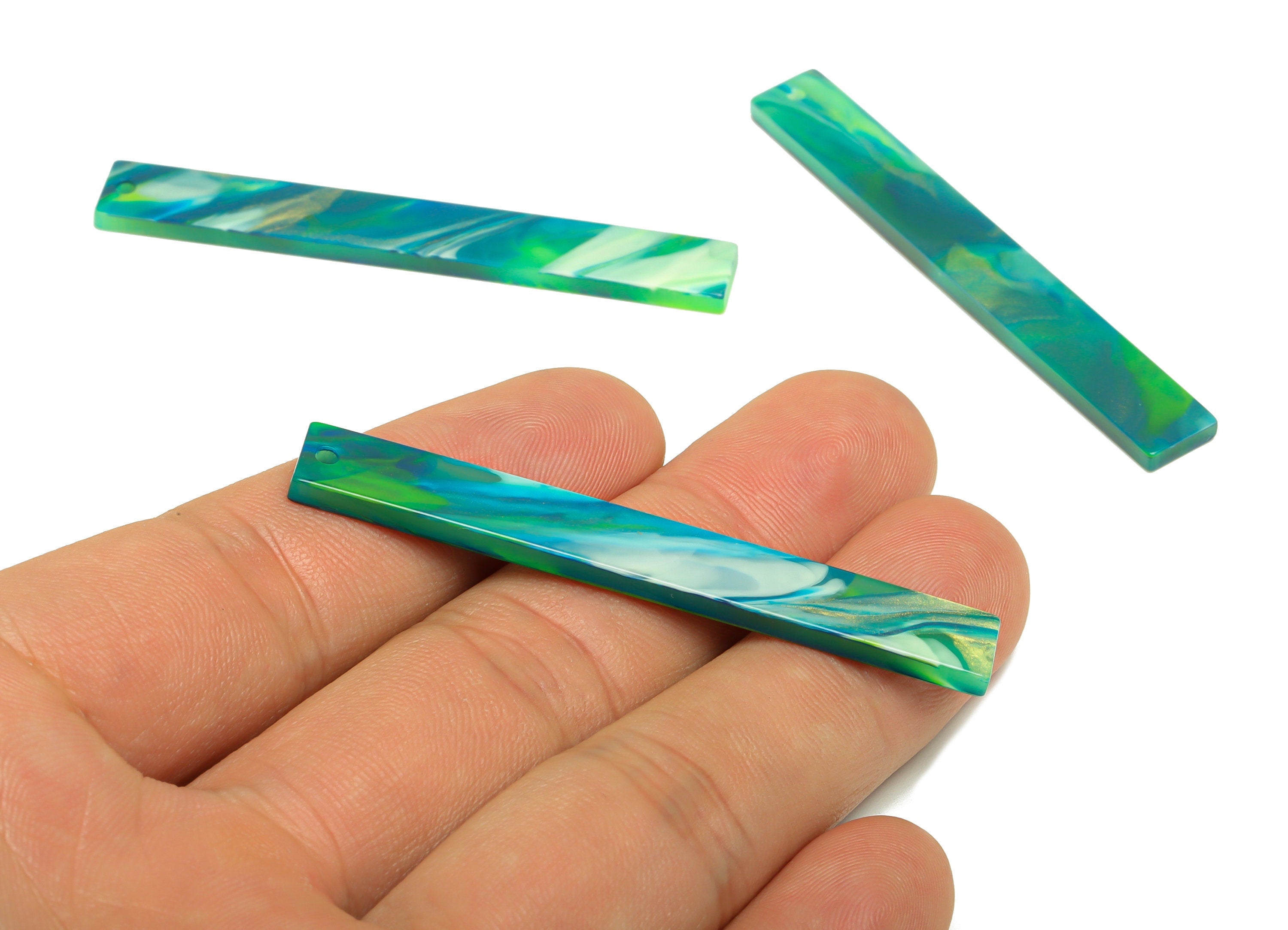 Acrylic Stick Charms - Bar Earrings and Pendant - Green Earring Charm - Jewelry Supplies - Color Code: A964 - 59x7.8x2.5mm - AC2622-A964 - DOMEDBAZAAR